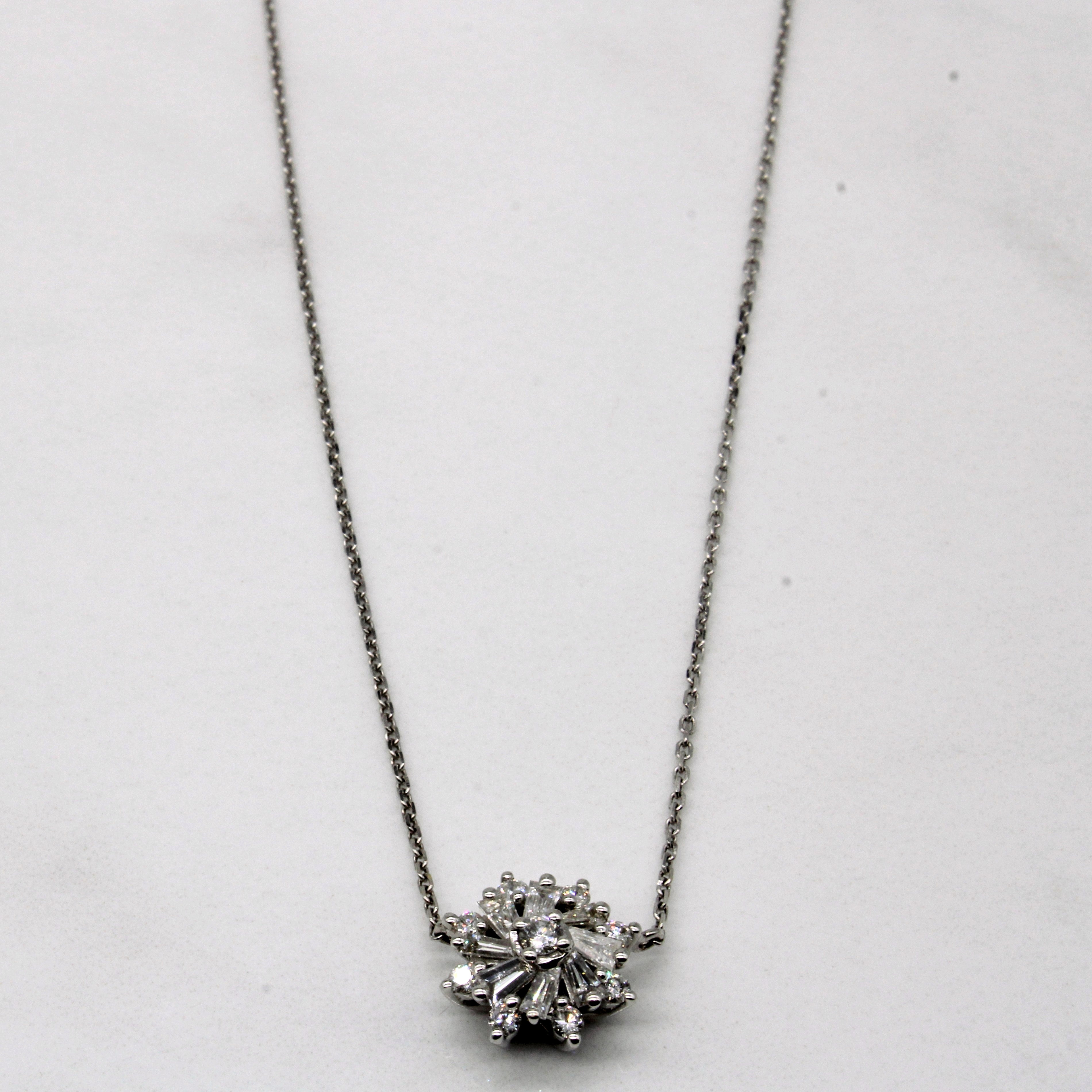 Mixed Cut Diamond Cluster Necklace | 0.49ctw | 17" |