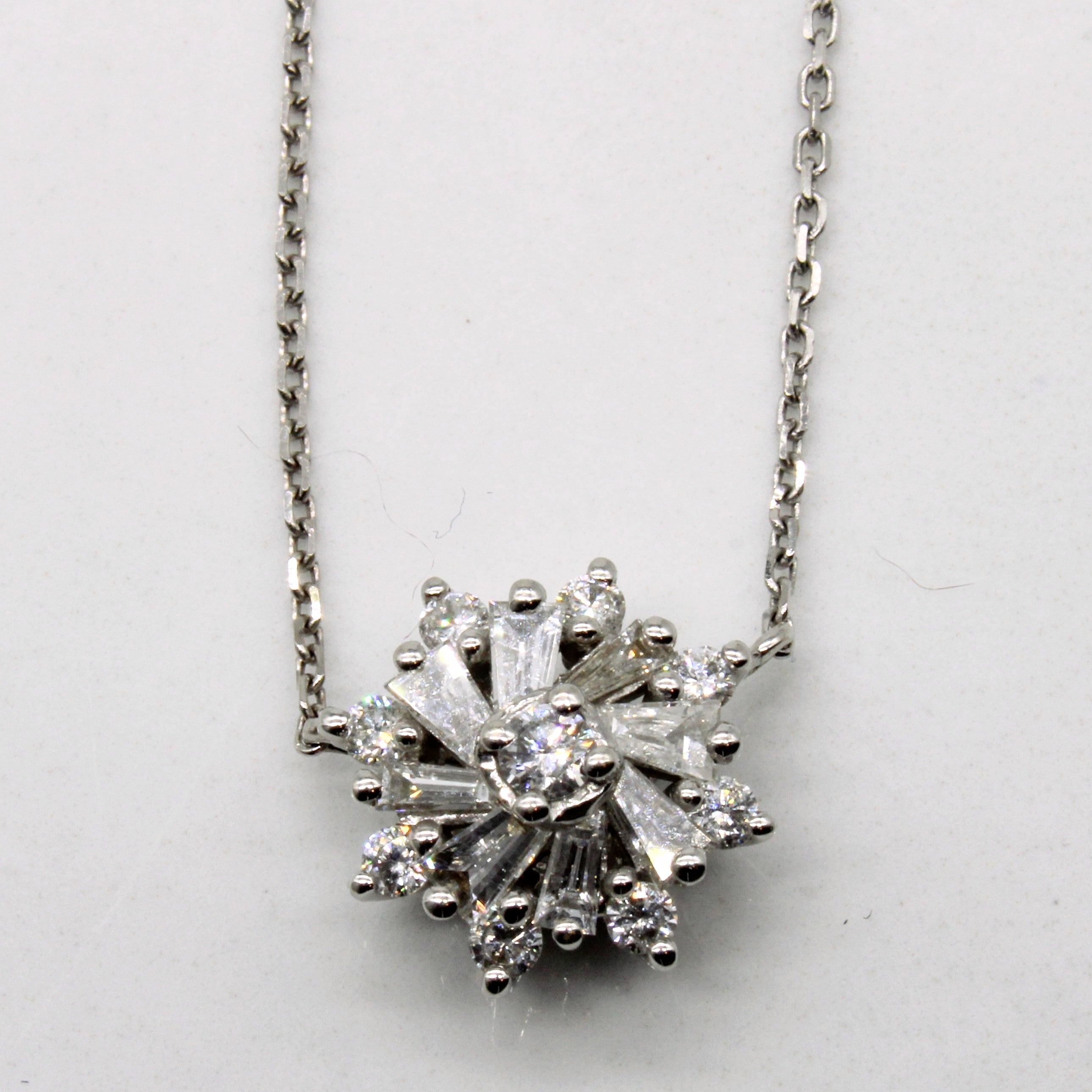 Mixed Cut Diamond Cluster Necklace | 0.49ctw | 17" |