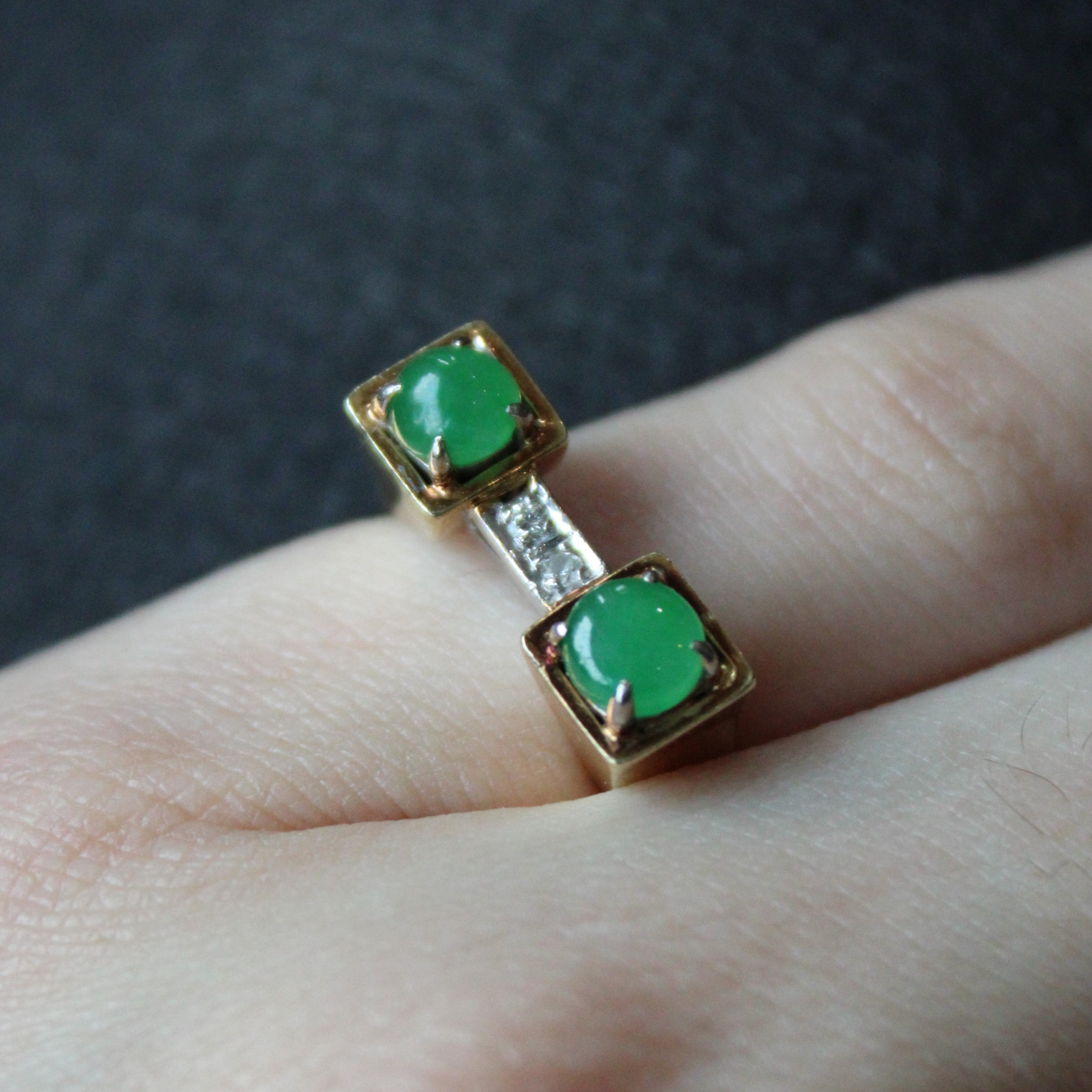 Jadeite & Diamond Bar Ring | 1.00ctw, 0.03ctw | SZ 6 |