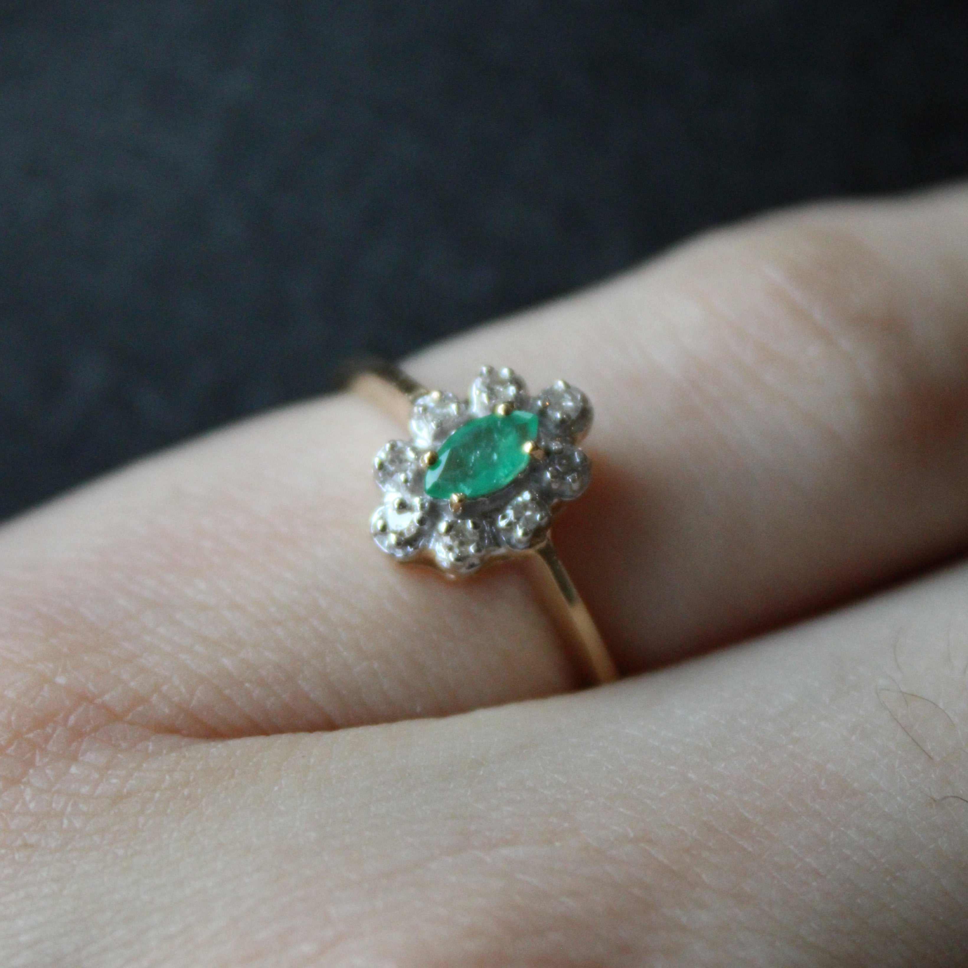 Emerald & Diamond Halo Ring | 0.10ct, 0.08ctw | SZ 5.75 |