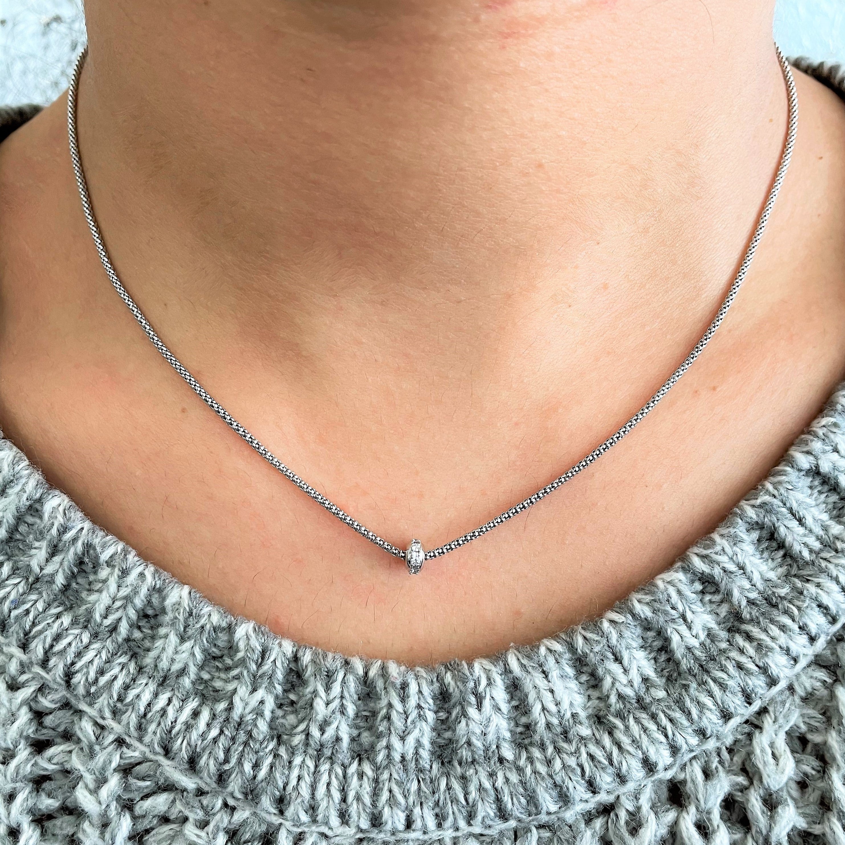 ‘FOPE’ Prima Diamond Rondel Necklace | 0.18ctw | 16" |
