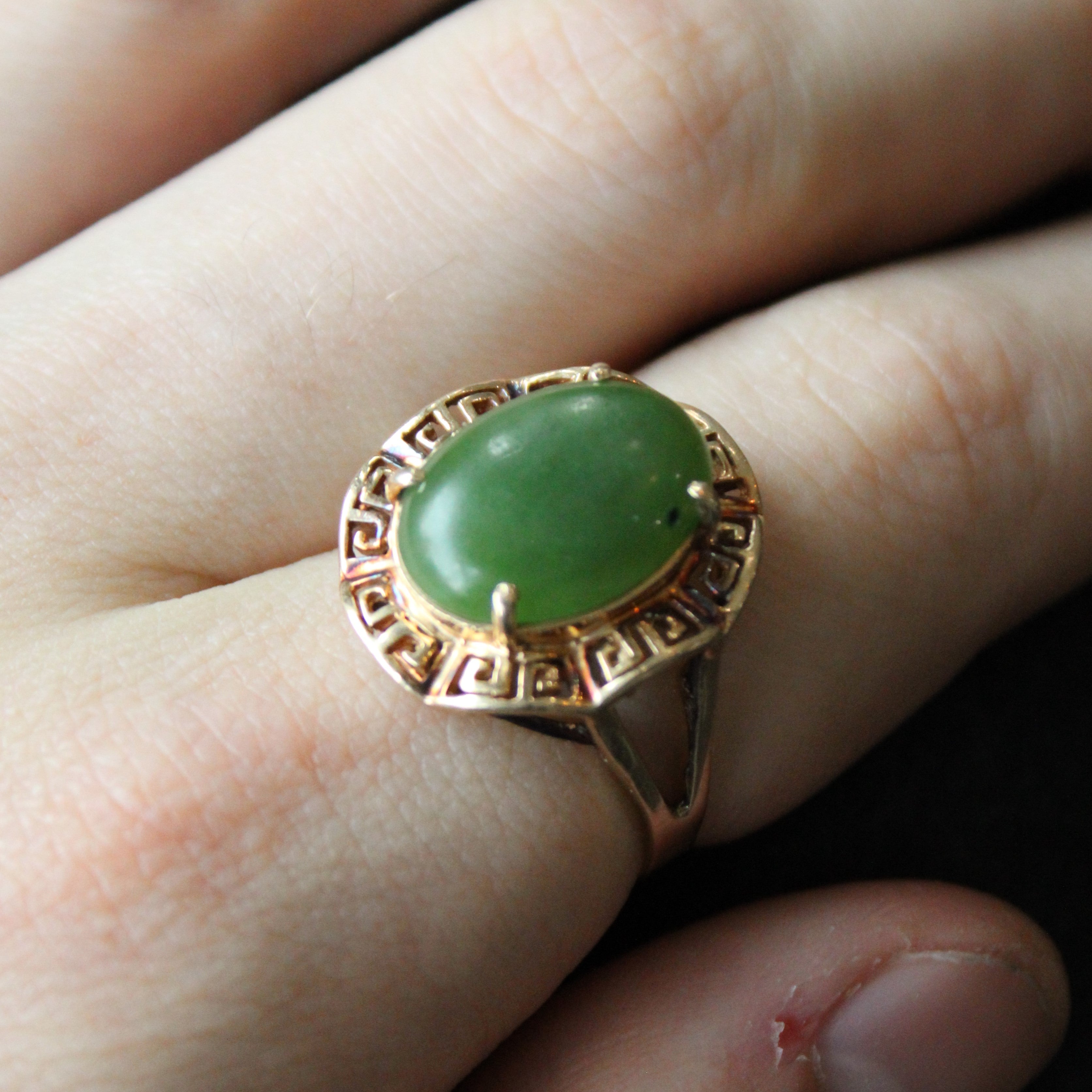 Bague cocktail en jade néphrite | 5,75 ct | Taille 10 |