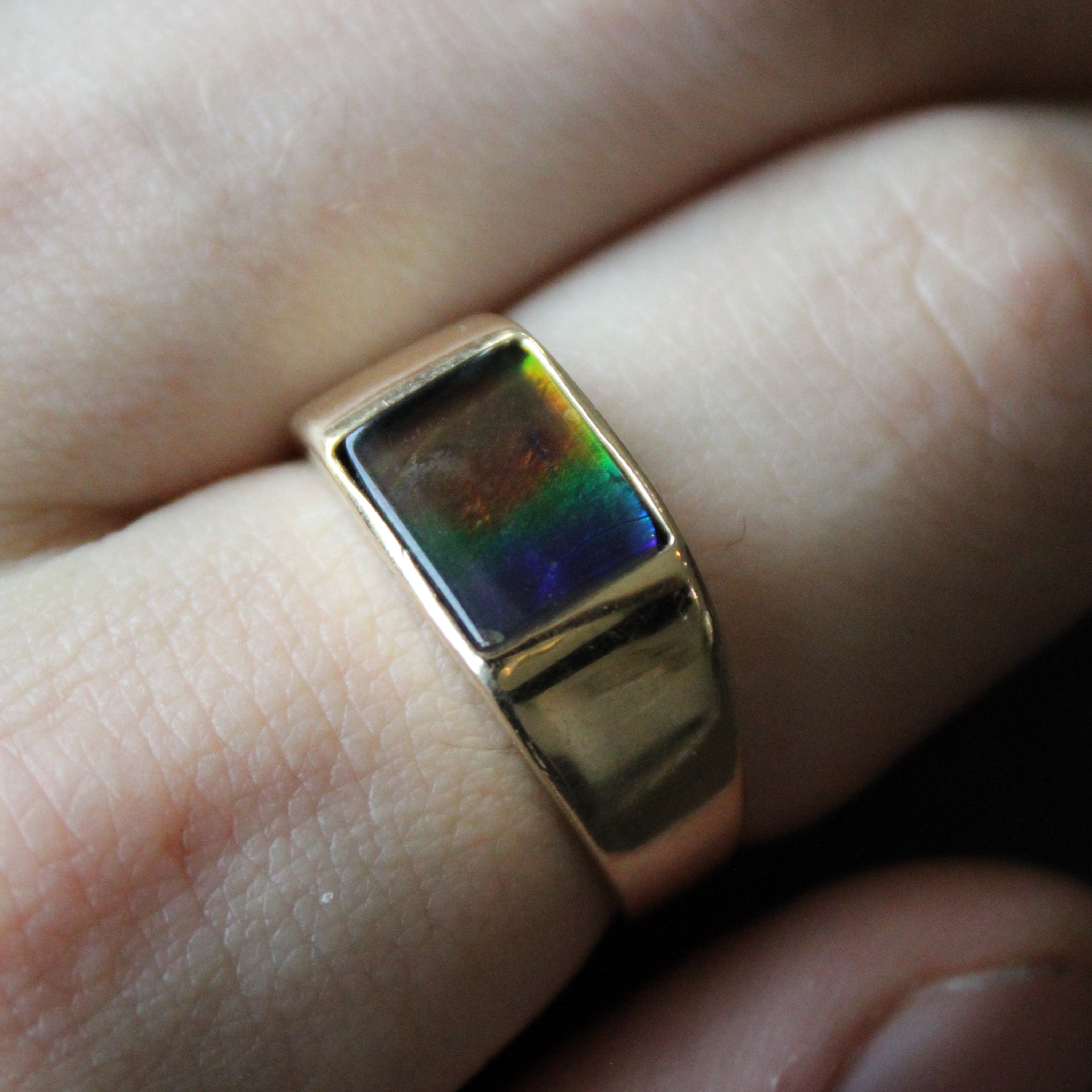 Ammolite Flat Cab Ring | 1.50ct | SZ 10 |