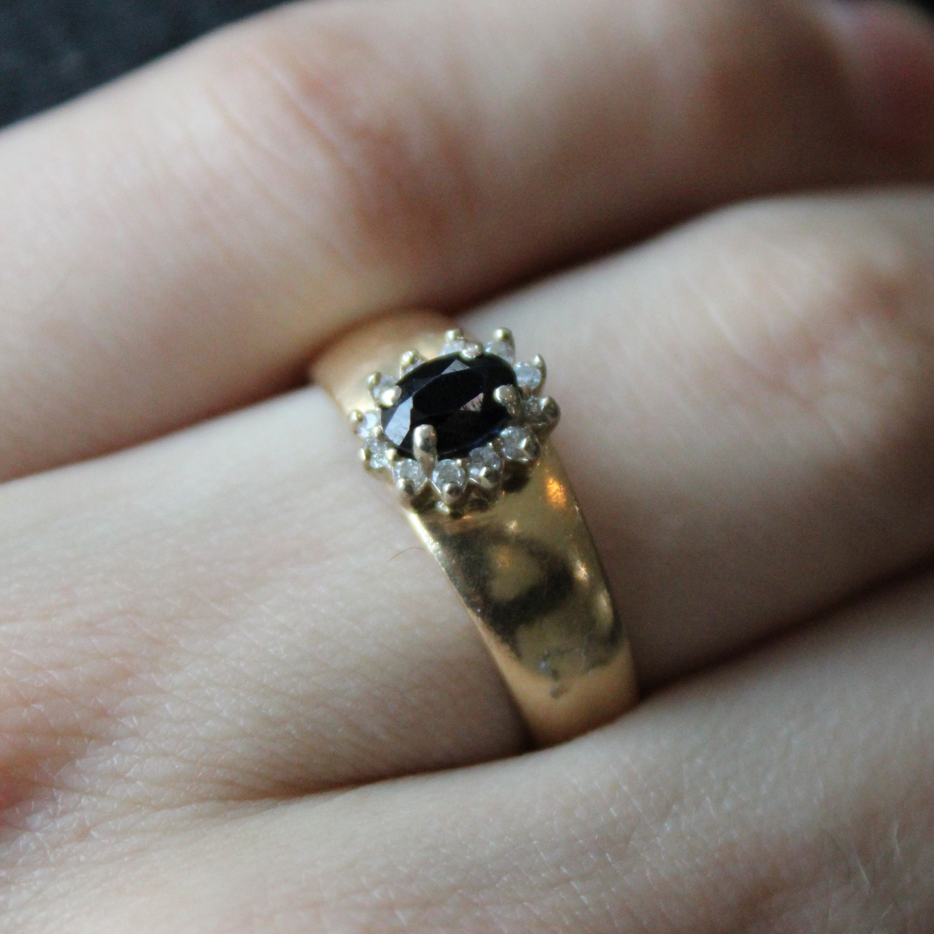 Wide Band Sapphire & Diamond Halo Ring | 0.53ct, 0.07ctw | SZ 9 |