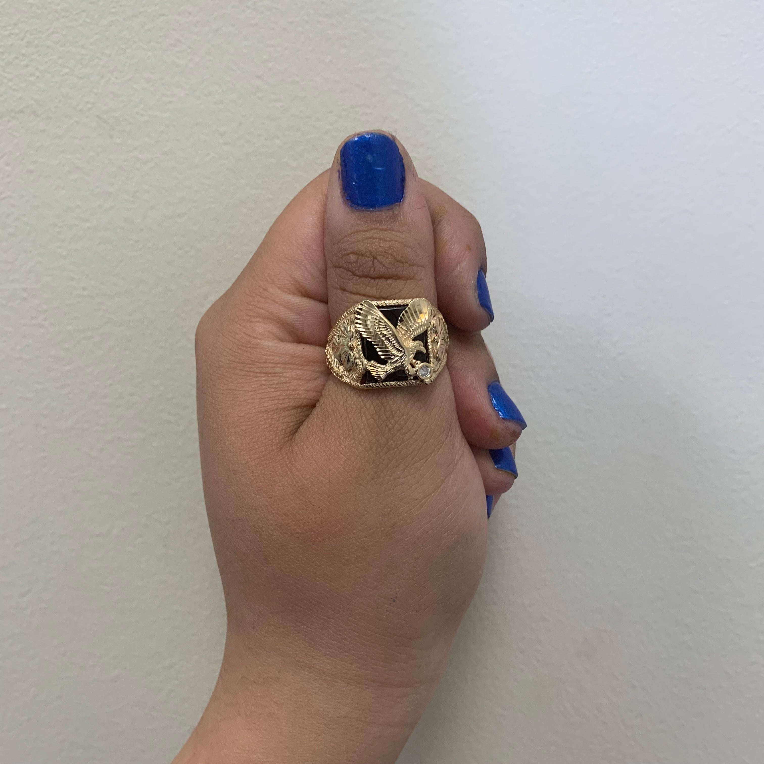 Black Onyx & Diamond Bird Ring | 4.50ct, 0.05ct | SZ 10.75 |