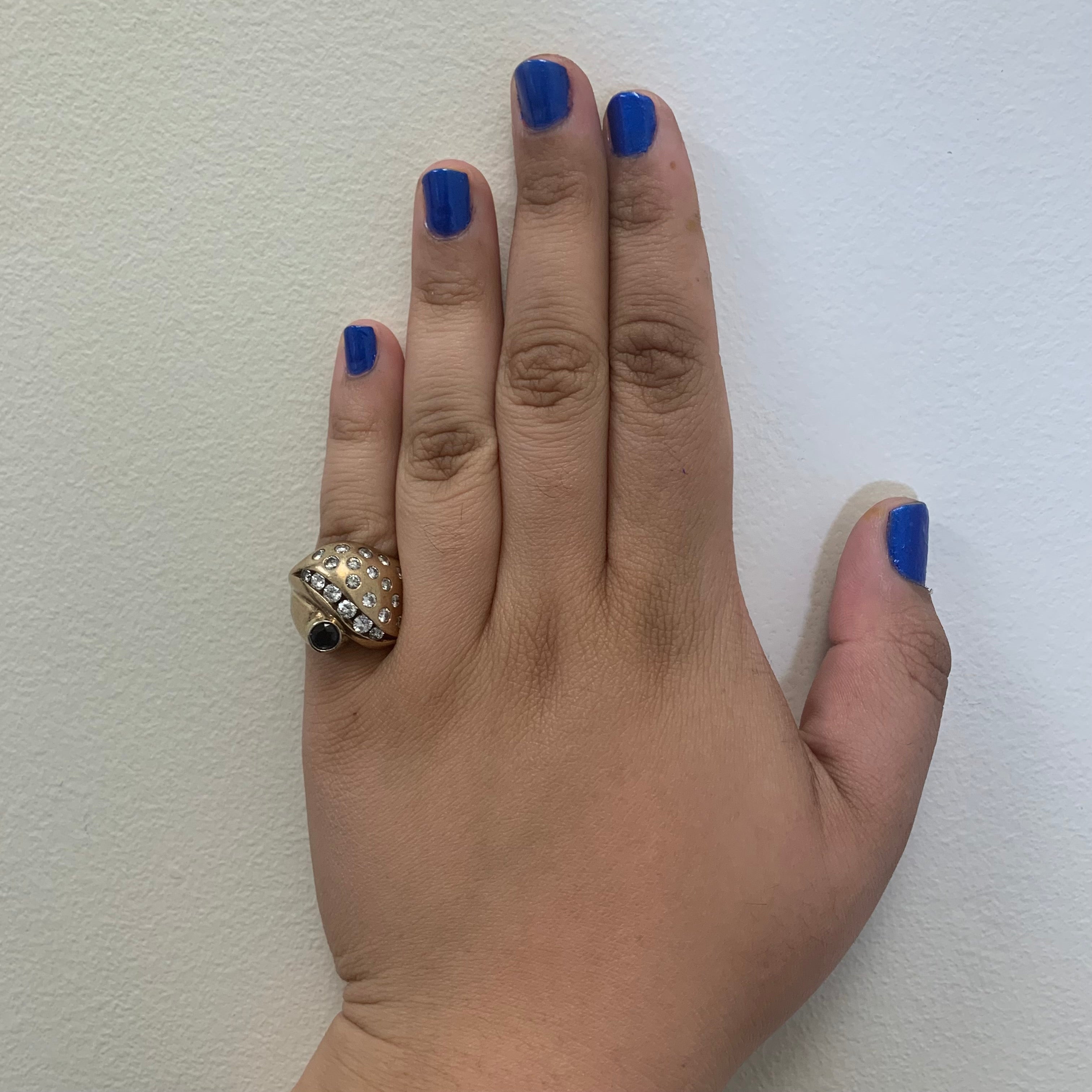 Diamond & Blue Sapphire Cocktail Ring | 1.25ctw, 0.48ct | SZ 7 |