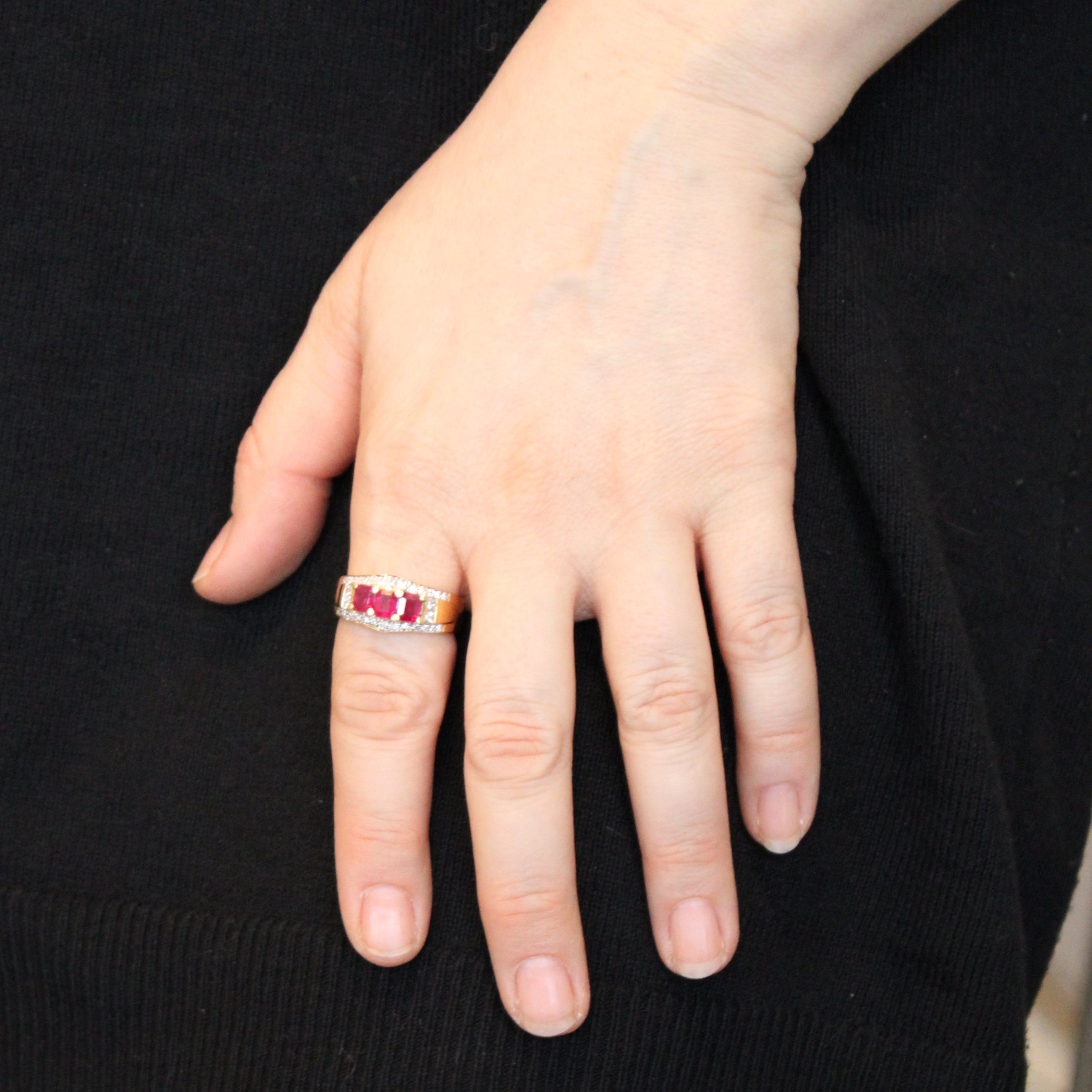 Synthetic Ruby & Diamond Ring | 1.50ctw, 0.25ctw | SZ 10.5 |