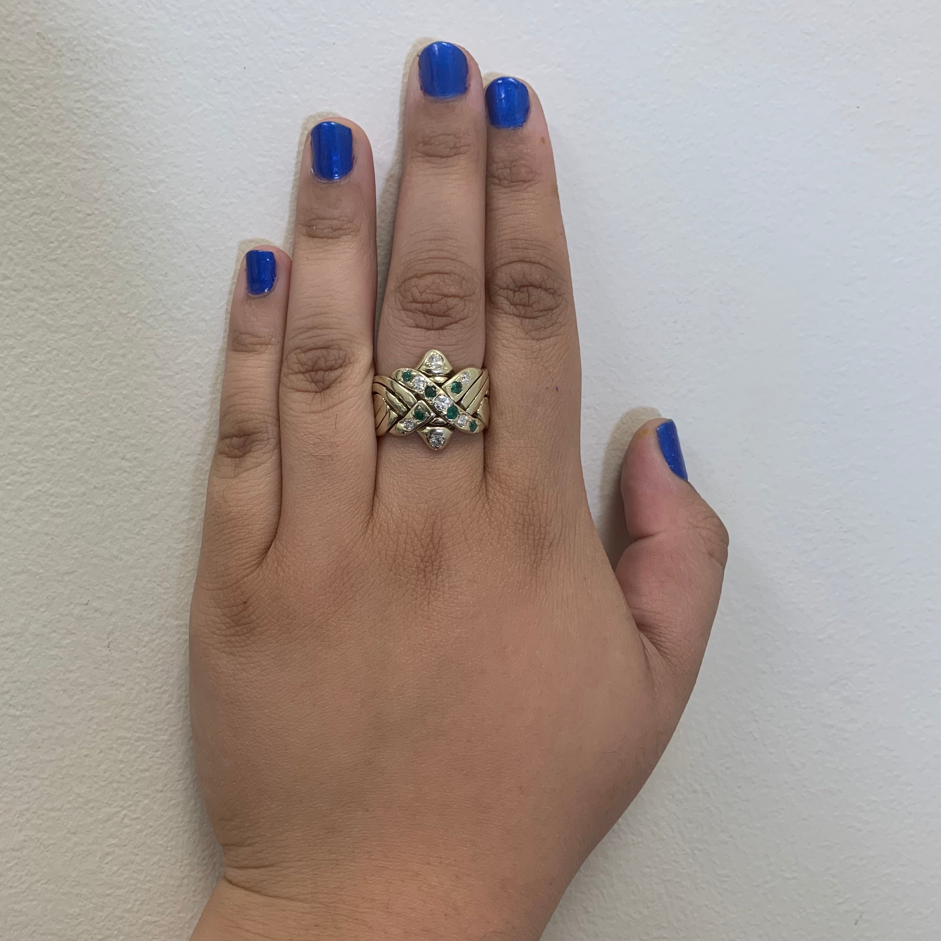 Diamond & Emerald Puzzle Ring | 0.36ctw, 0.24ctw | SZ 9.5 |