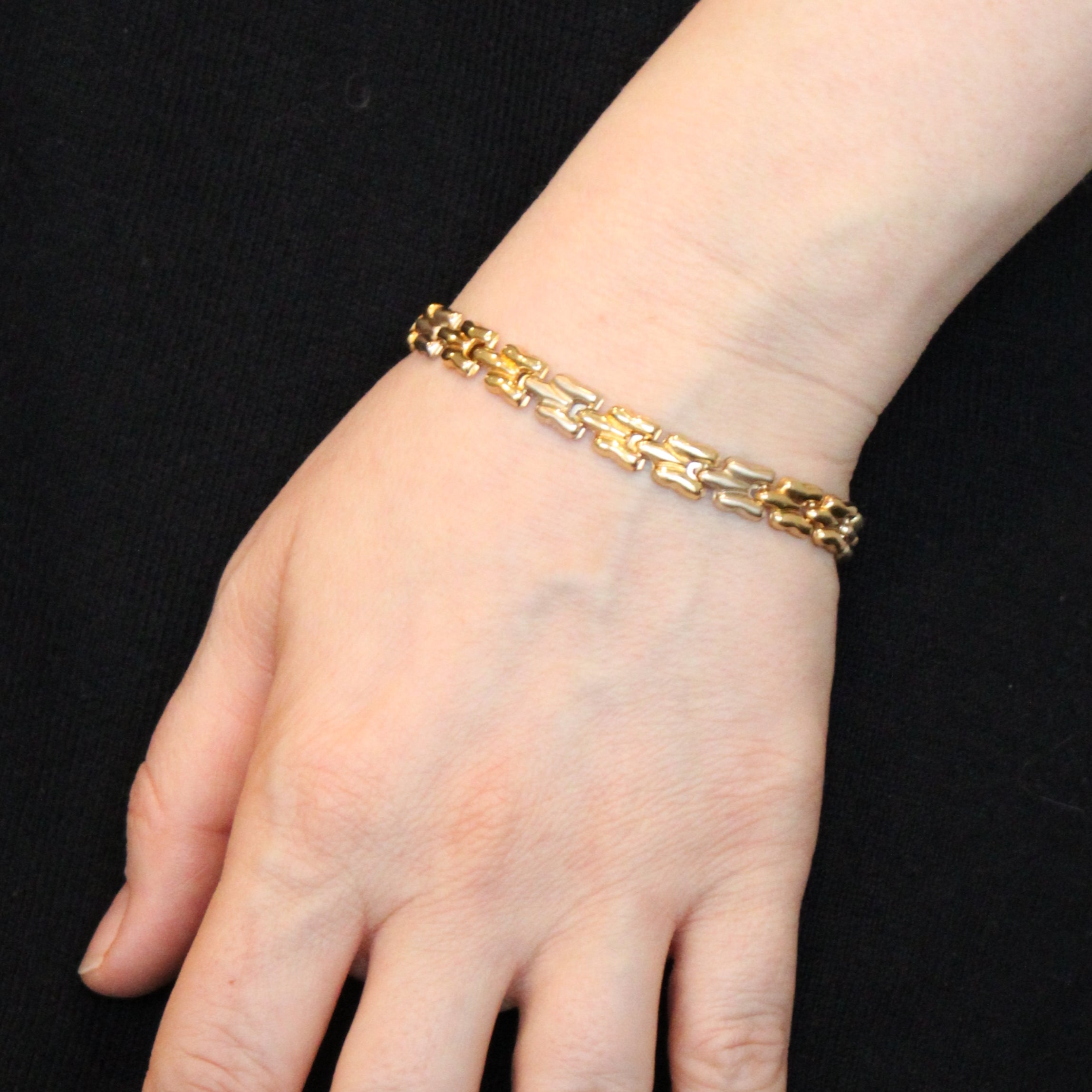 Two Tone Gold Modified Panther Link Bracelet | 7.5" |