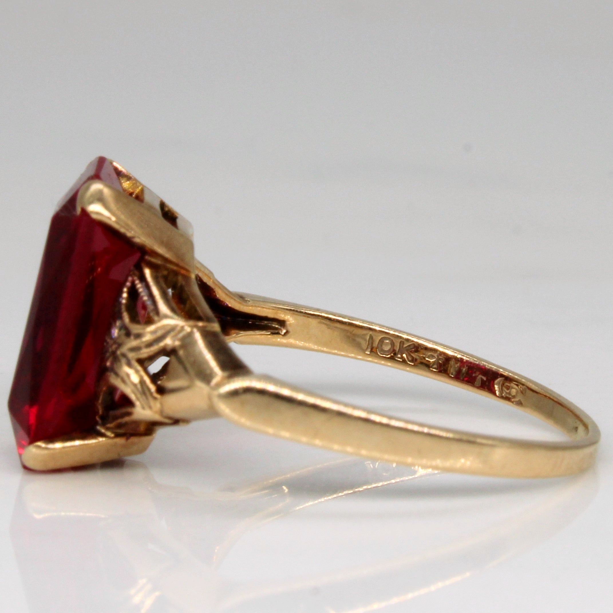 1960's Synthetic Ruby Cocktail Ring | 4.60ct | SZ 7 |