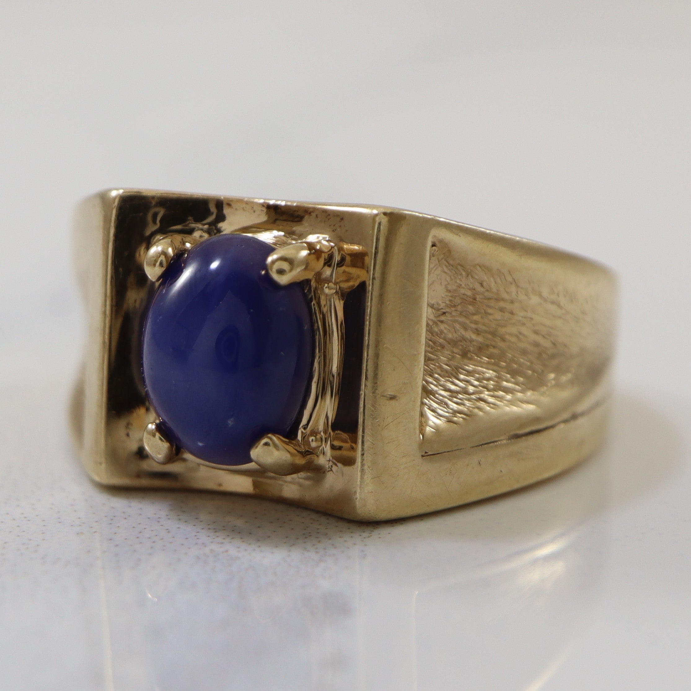Solitaire Synthetic Star Sapphire Tapered Ring | 1.50ct | SZ 8 |