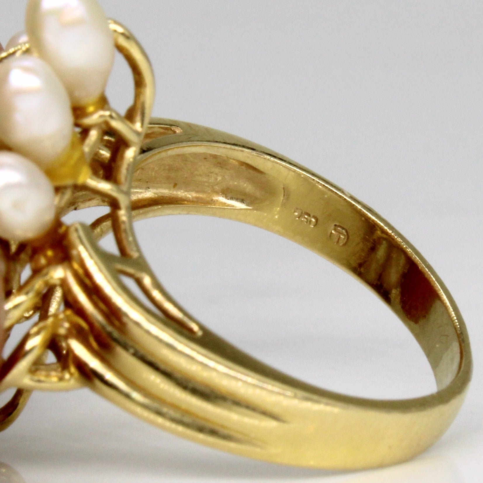 Cascading Pearl & Diamond Cocktail Ring | 0.06ctw | SZ 6.25 |
