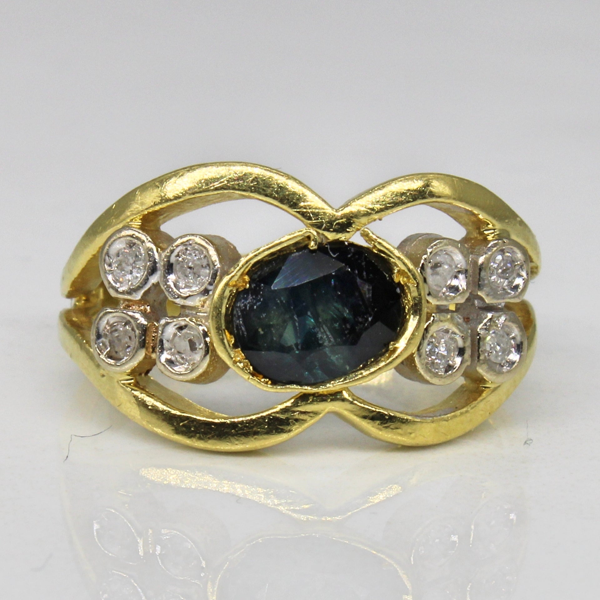 Sapphire & Diamond Open Work Ring | 0.60ct, 0.08ctw | SZ 4.25 |