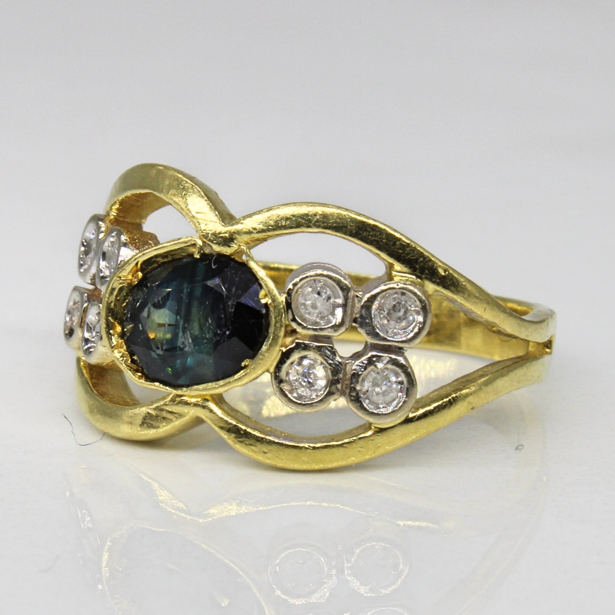 Sapphire & Diamond Open Work Ring | 0.60ct, 0.08ctw | SZ 4.25 |