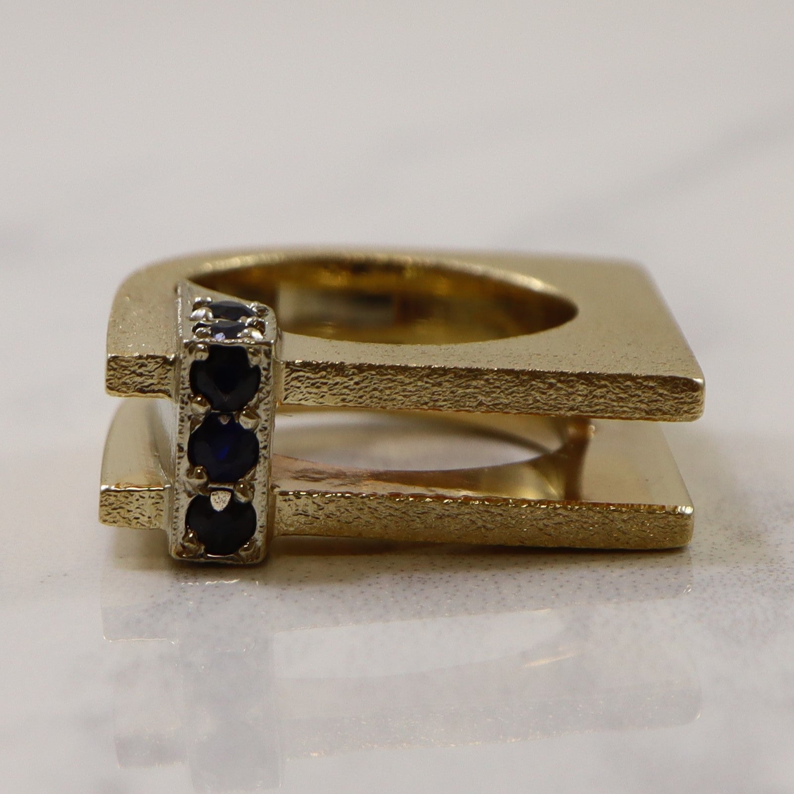 Square Open Work Sapphire Ring | 0.20ctw | SZ 2.5 |