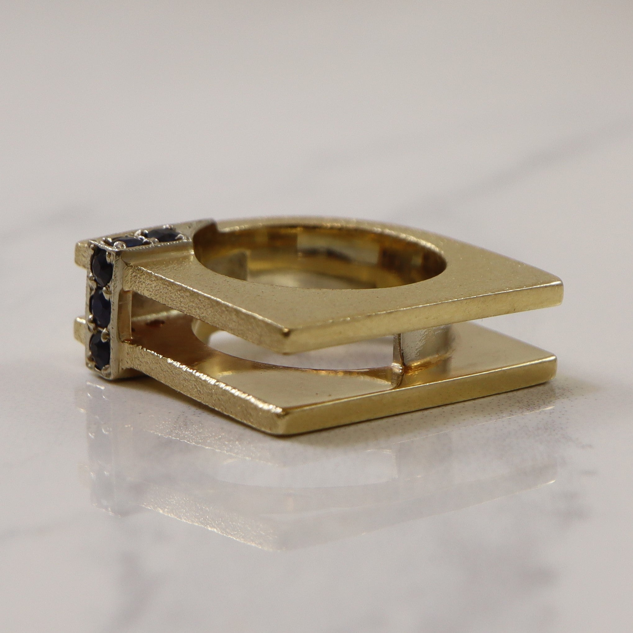 Square Open Work Sapphire Ring | 0.20ctw | SZ 2.5 |