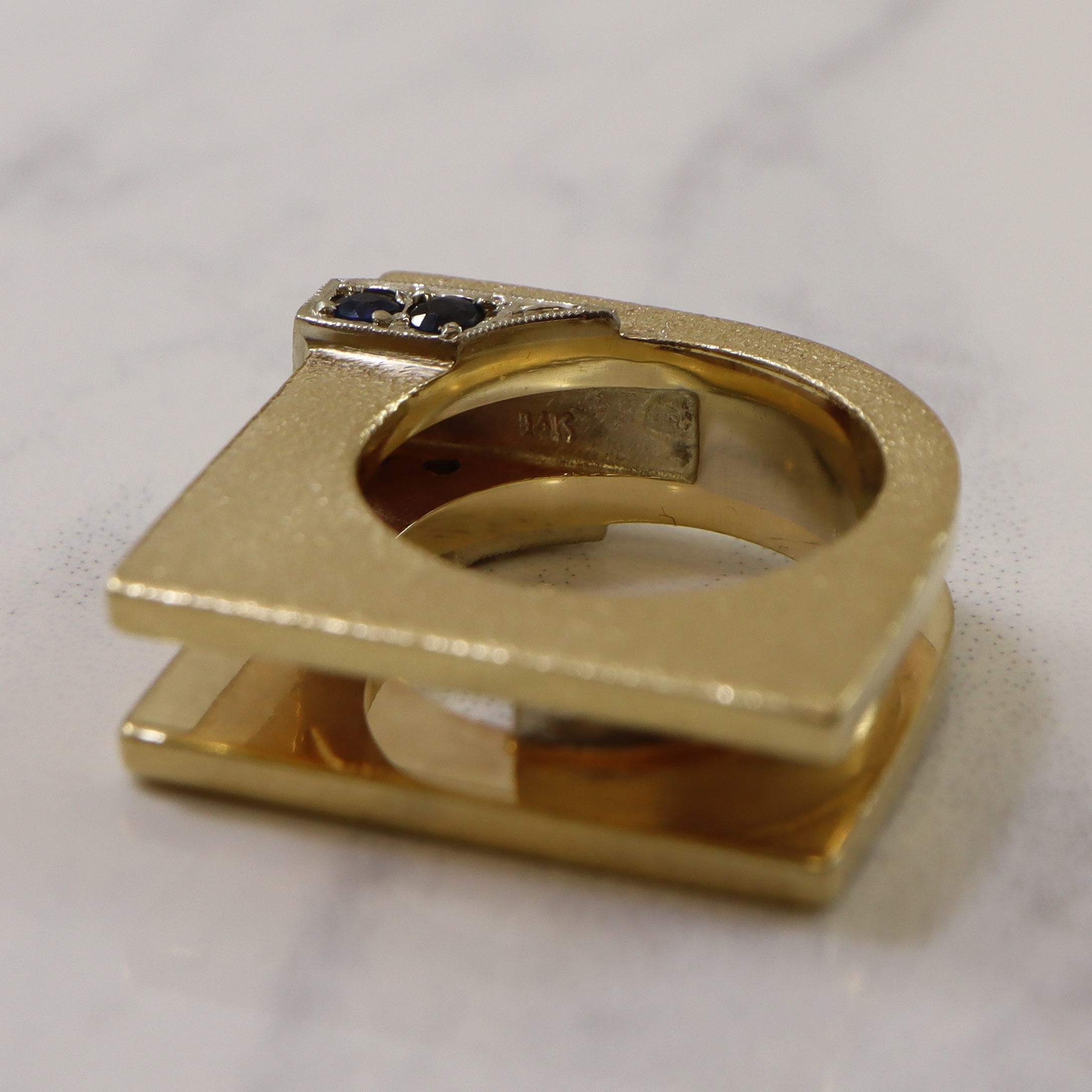 Square Open Work Sapphire Ring | 0.20ctw | SZ 2.5 |