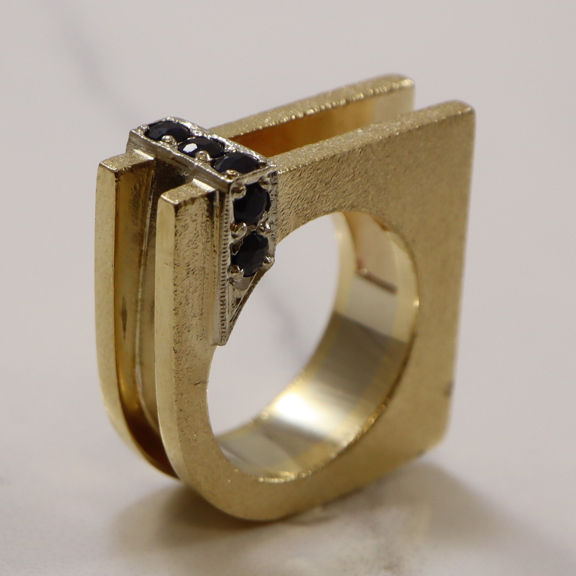 Square Open Work Sapphire Ring | 0.20ctw | SZ 2.5 |
