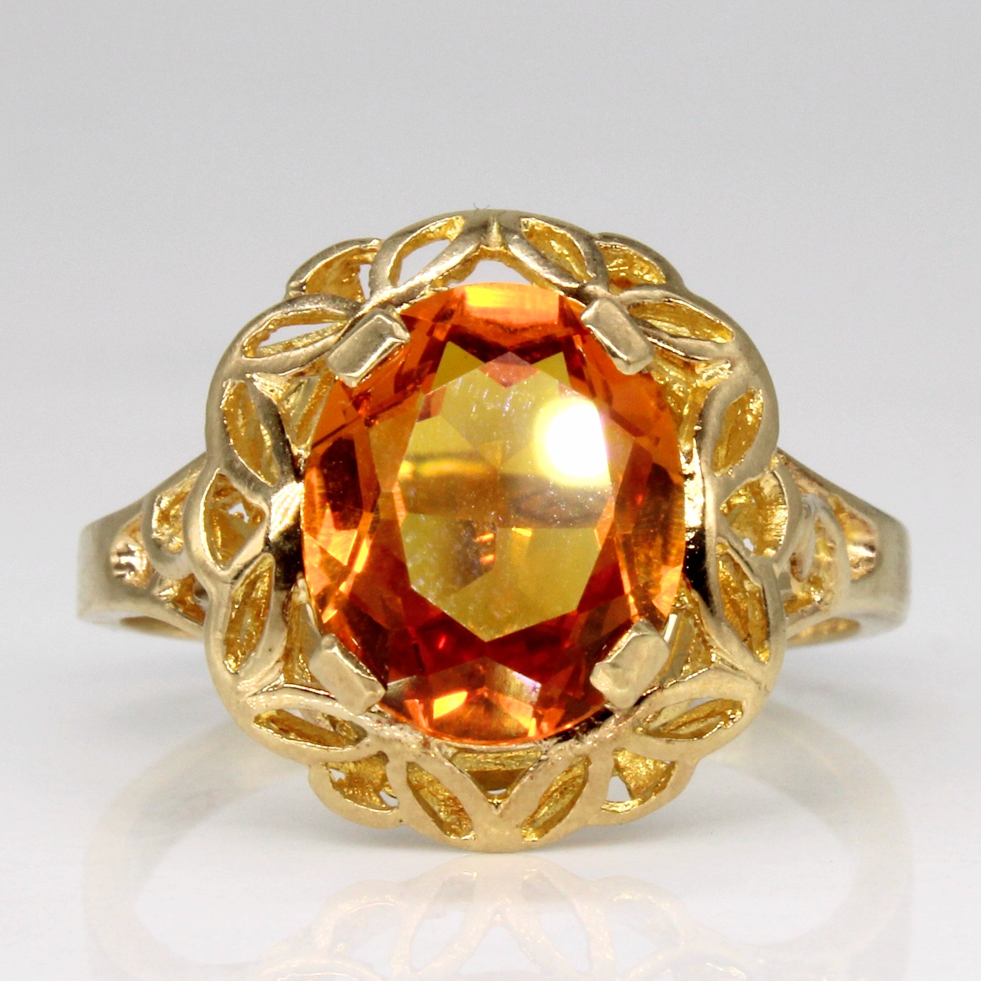 Synthetic Orange Sapphire Cocktail Ring | 3.75ct | SZ 9.25 |