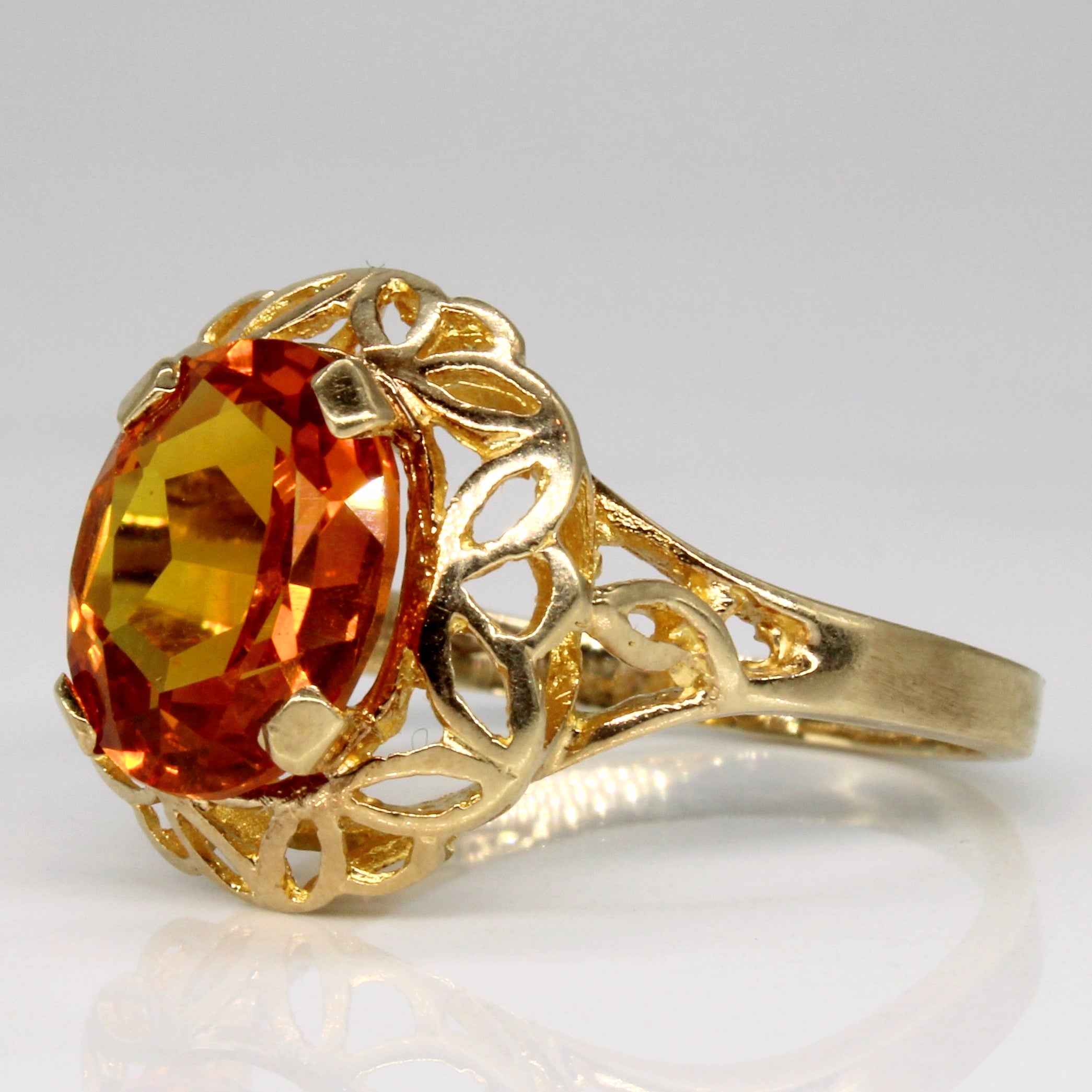 Synthetic Orange Sapphire Cocktail Ring | 3.75ct | SZ 9.25 |