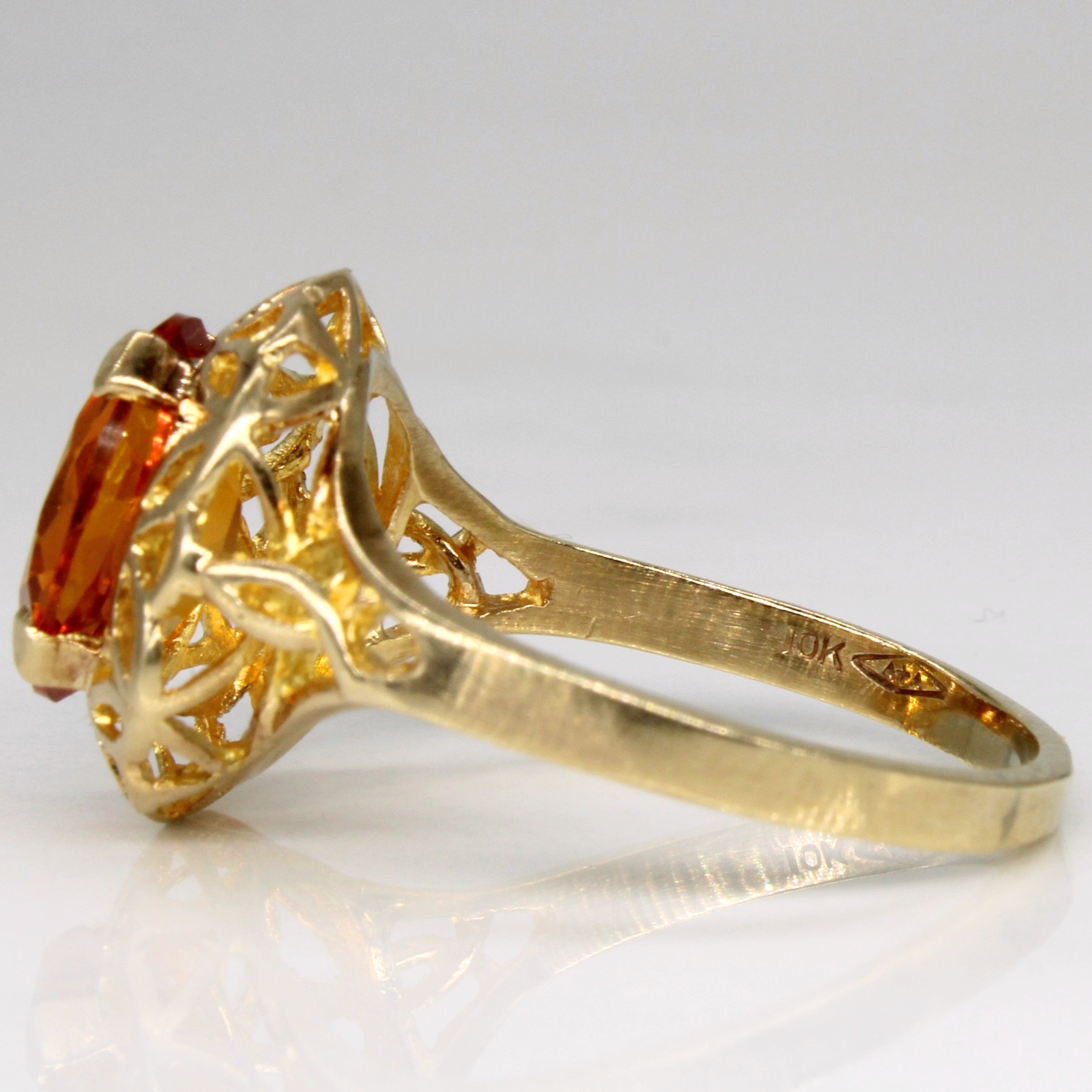 Synthetic Orange Sapphire Cocktail Ring | 3.75ct | SZ 9.25 |