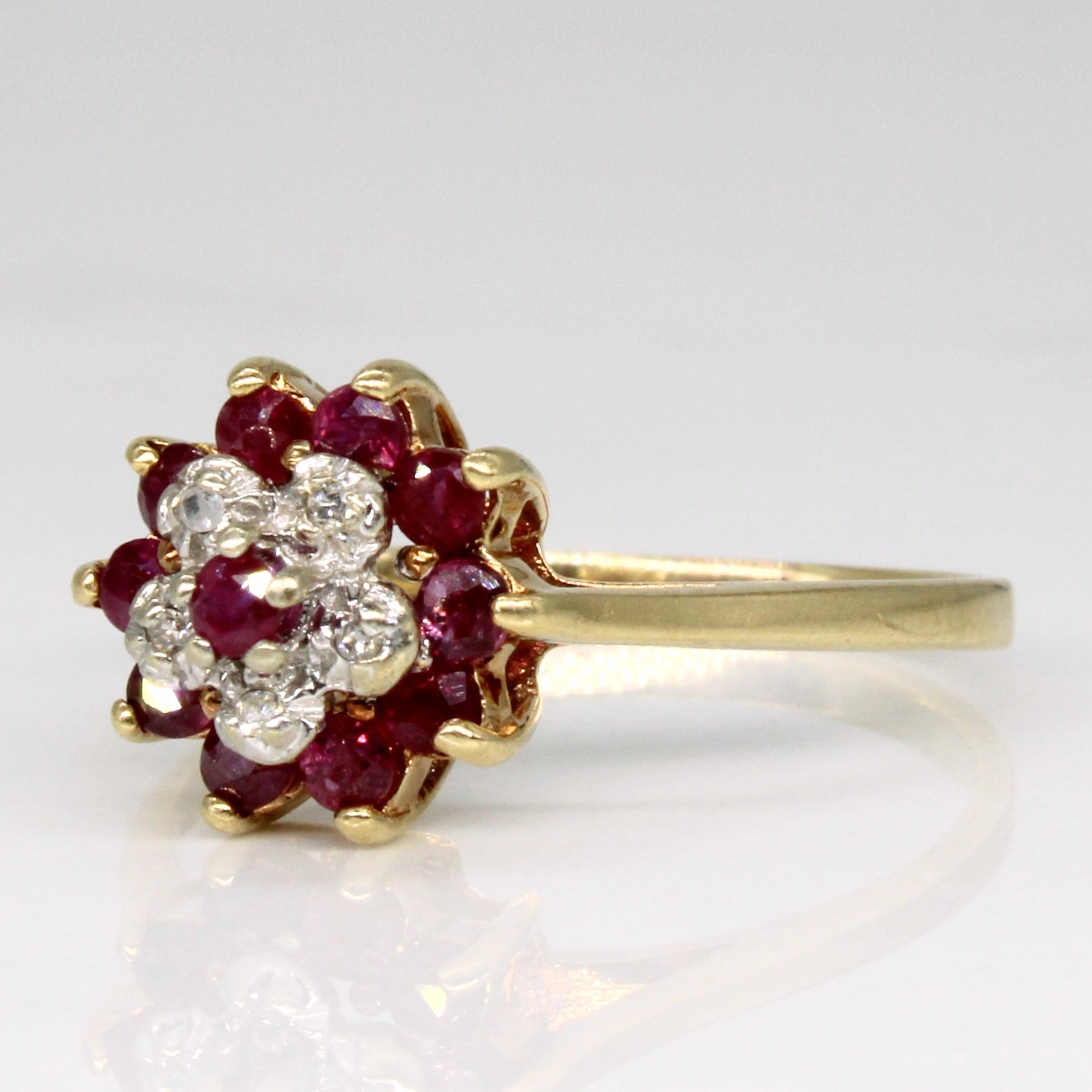 Ruby & Diamond Cluster Ring | 0.22ctw, 0.02ctw | SZ 7.75 |