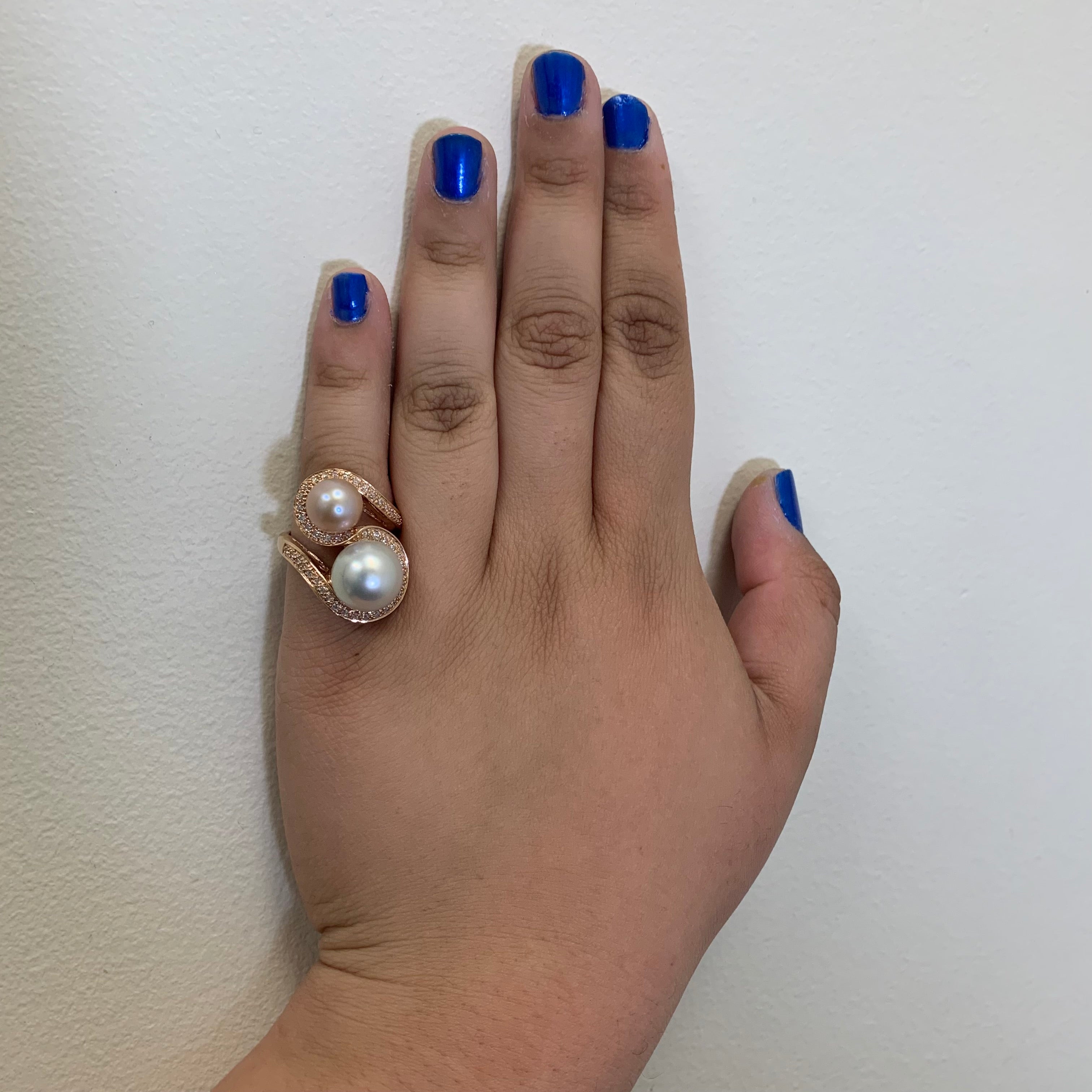 Pearl & Diamond Bypass Ring | 14.00ctw, 0.23ctw | SZ 7.25 |
