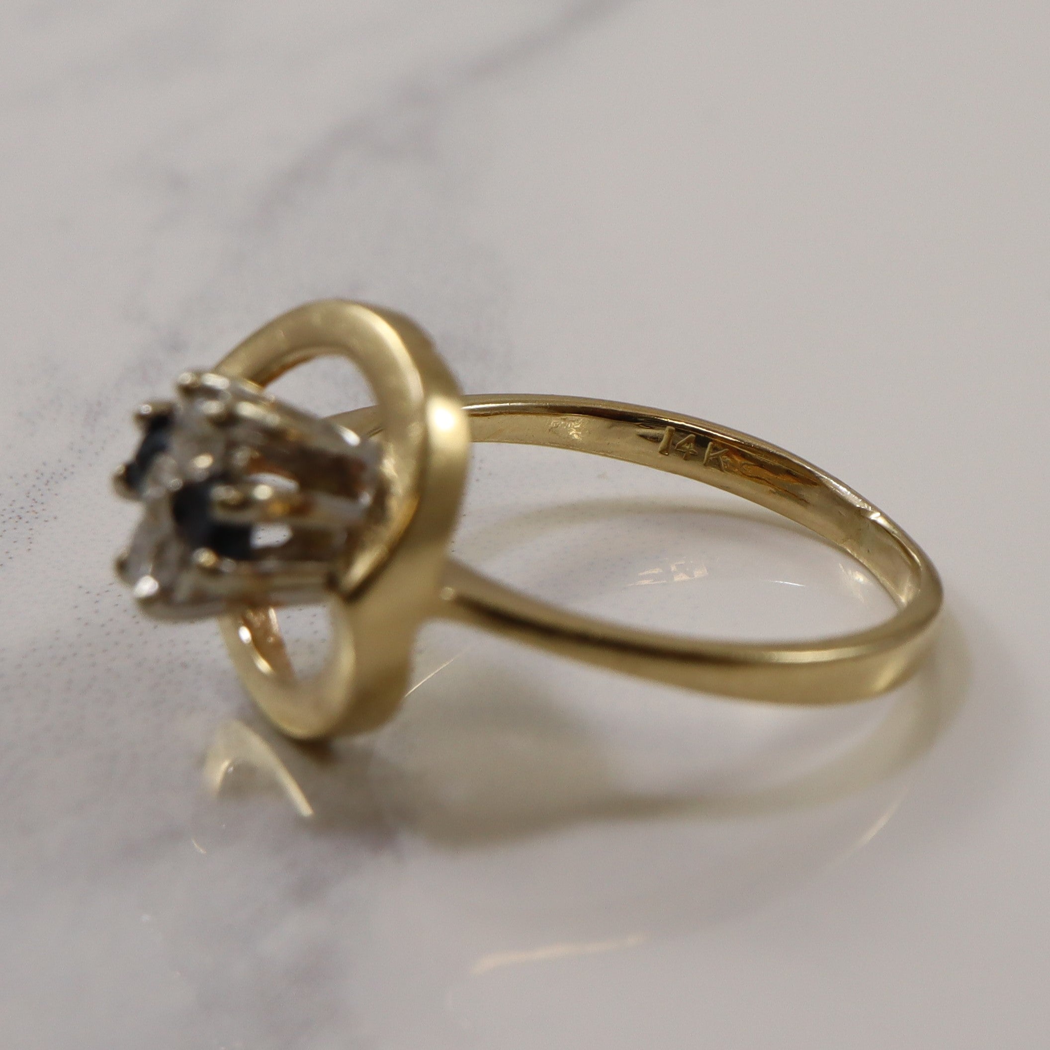 Diamond & Sapphire Open Work Ring | 0.08ctw, 0.10ctw | SZ 6.75 |