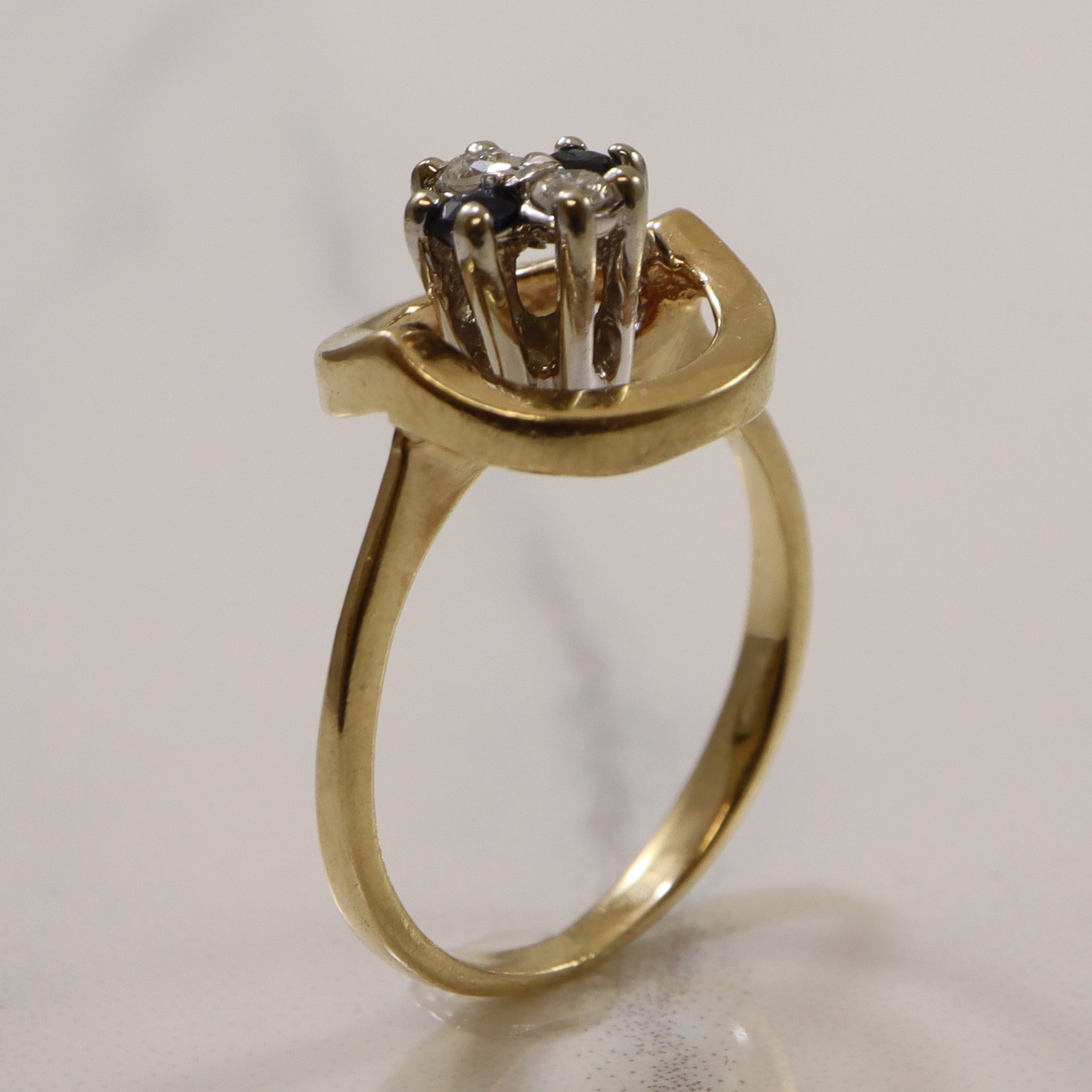 Diamond & Sapphire Open Work Ring | 0.08ctw, 0.10ctw | SZ 6.75 |