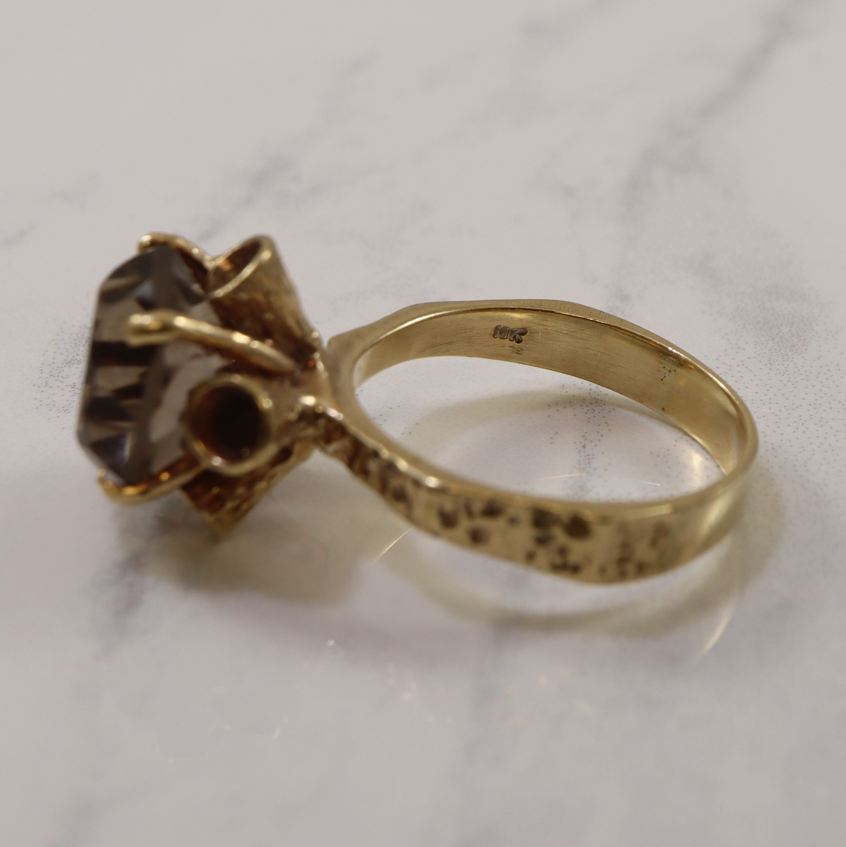 Textured Solitaire Smoky Quartz Ring | 5.00ct | SZ 9 |