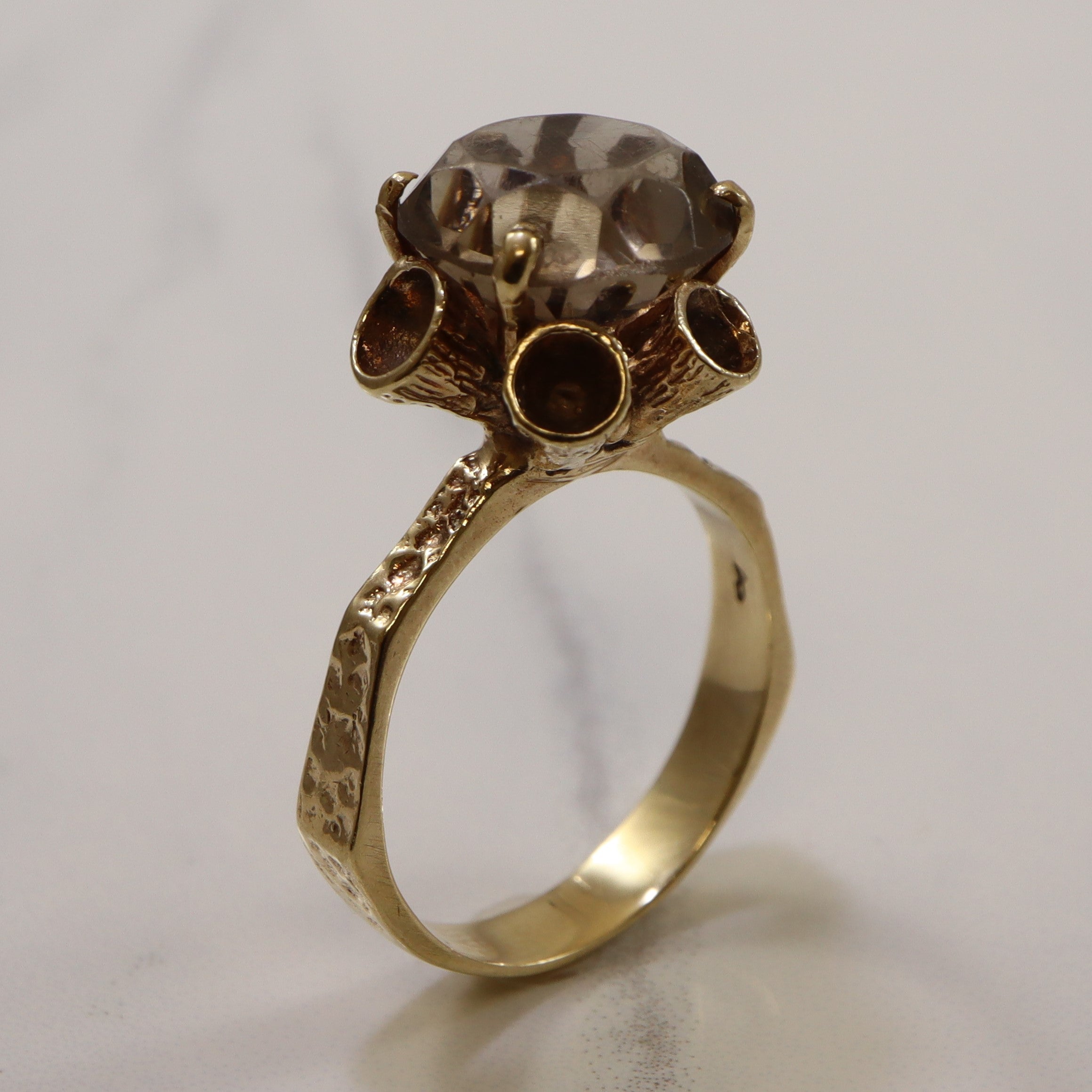 Textured Solitaire Smoky Quartz Ring | 5.00ct | SZ 9 |