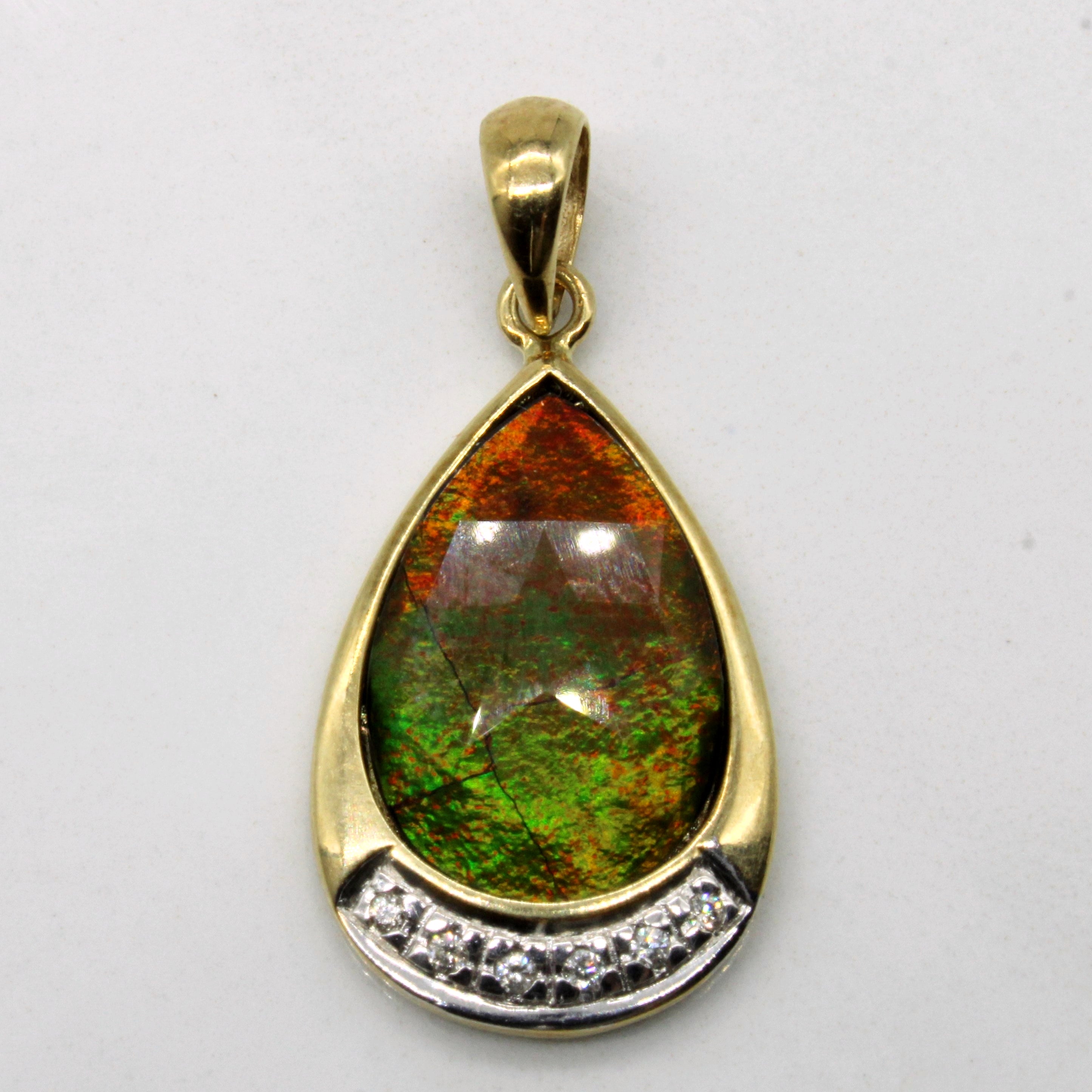 Ammolite & Diamond Pendant | 2.00ct, 0.03ctw |