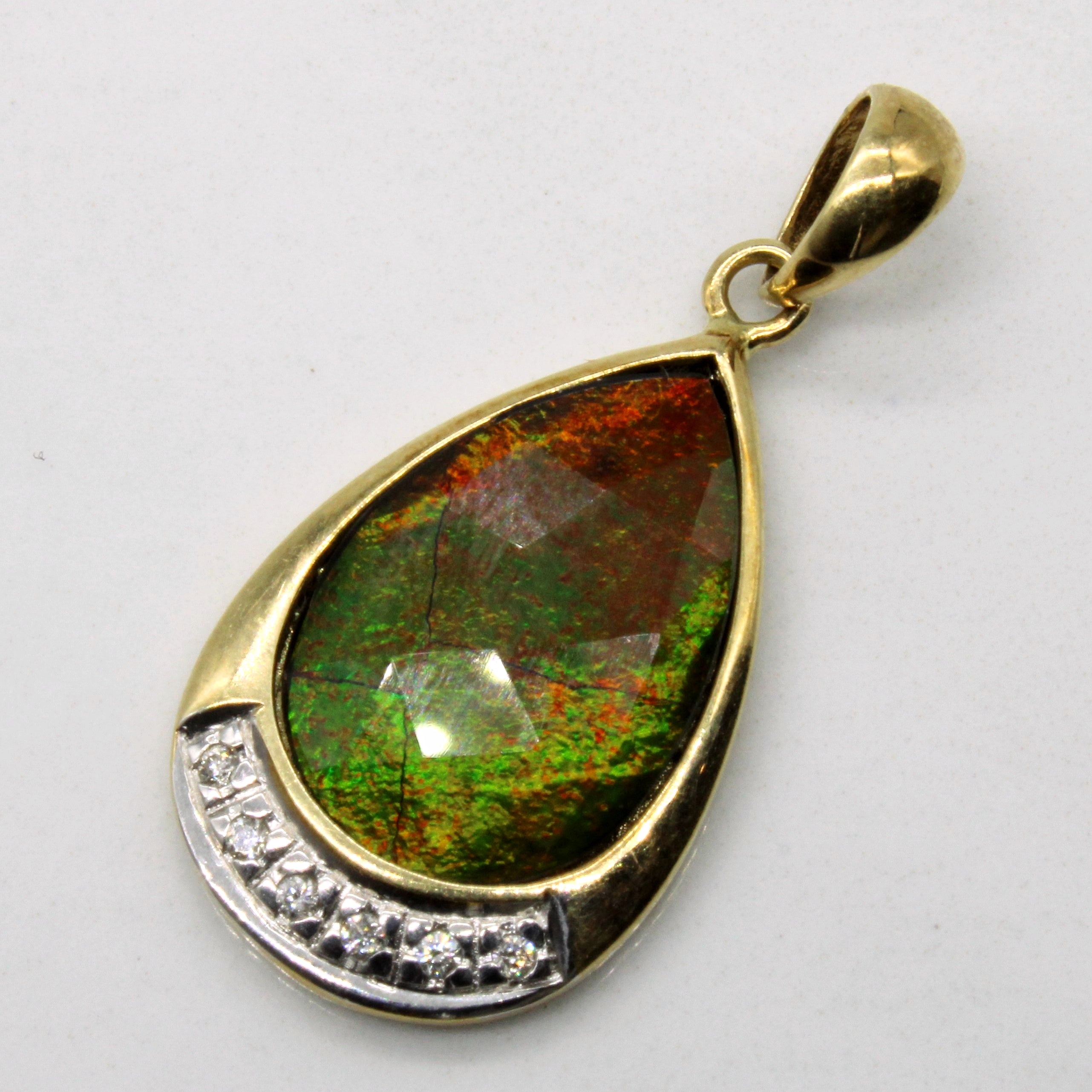 Ammolite & Diamond Pendant | 2.00ct, 0.03ctw |