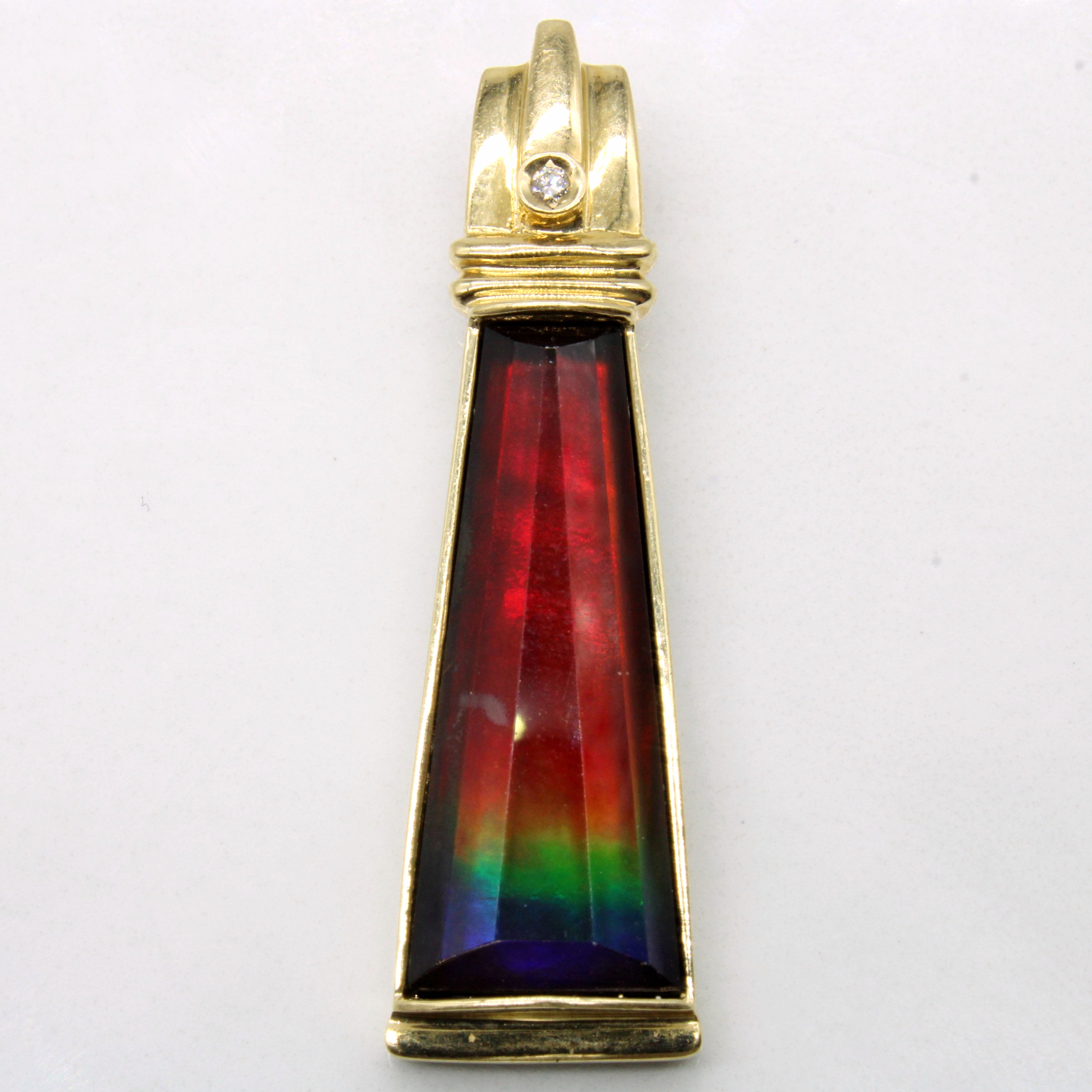 Ammolite & Diamond Column Pendant | 6.20ct, 0.01ct |