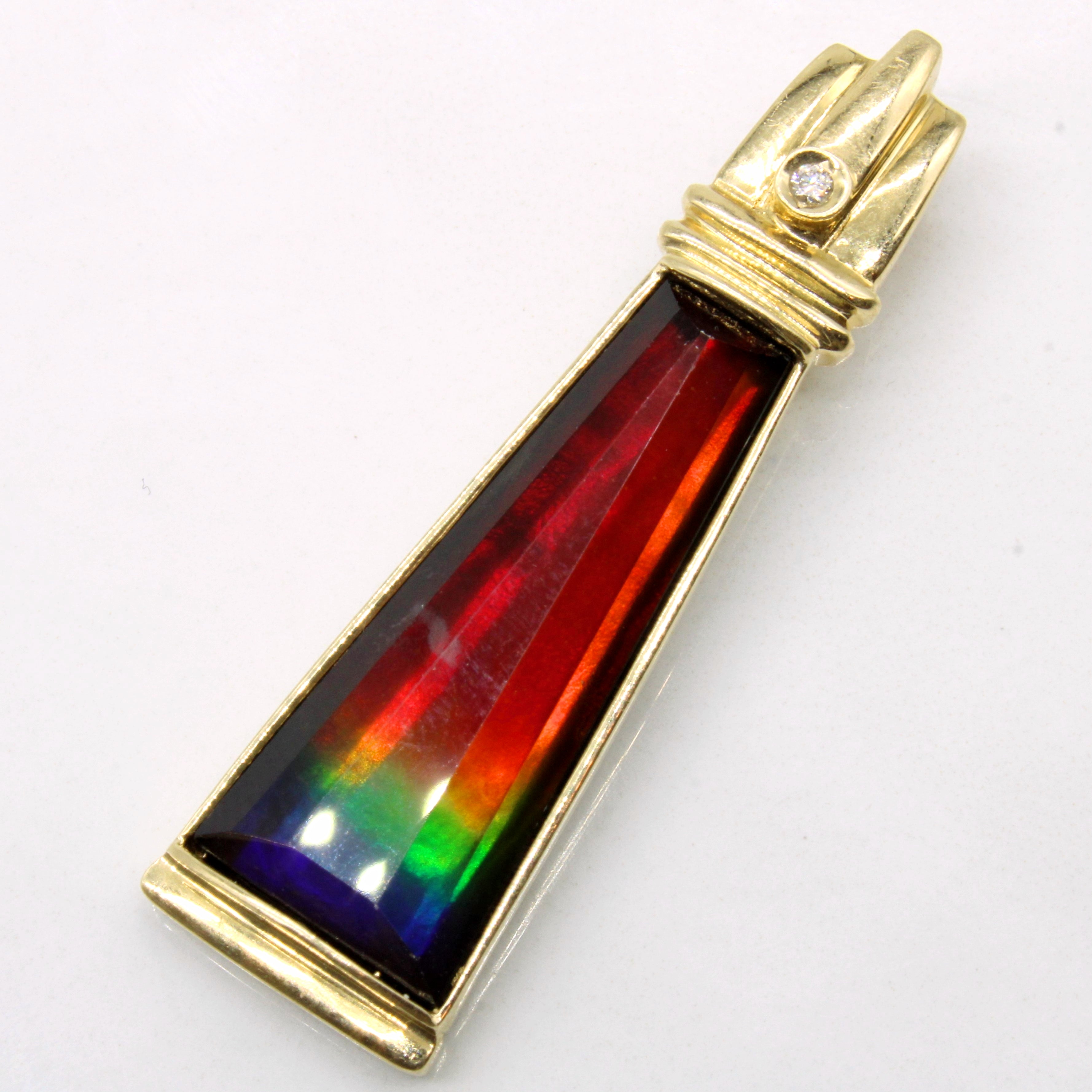 Ammolite & Diamond Column Pendant | 6.20ct, 0.01ct |