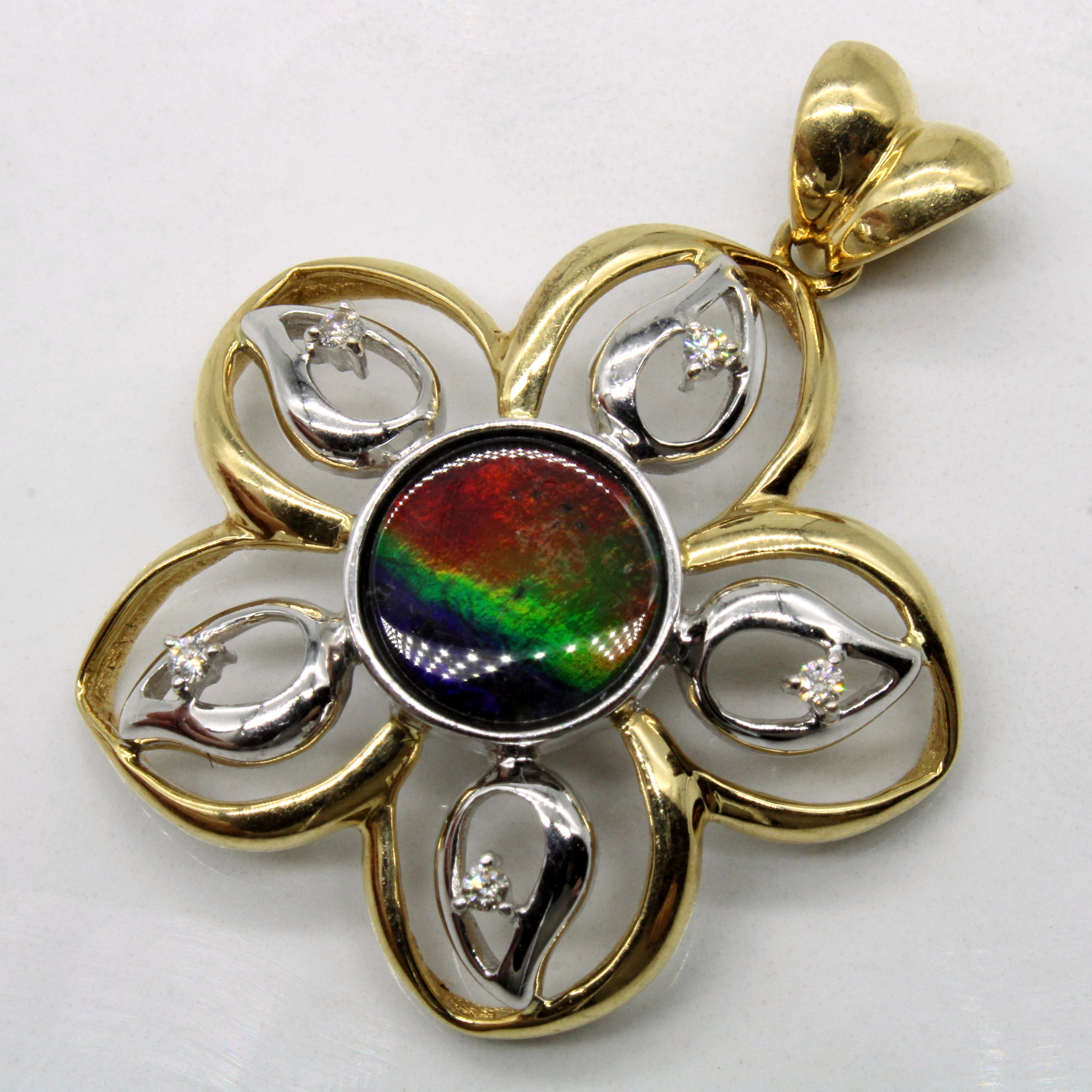 Ammolite & Diamond Floral Pendant | 1.60ct, 0.05ctw |