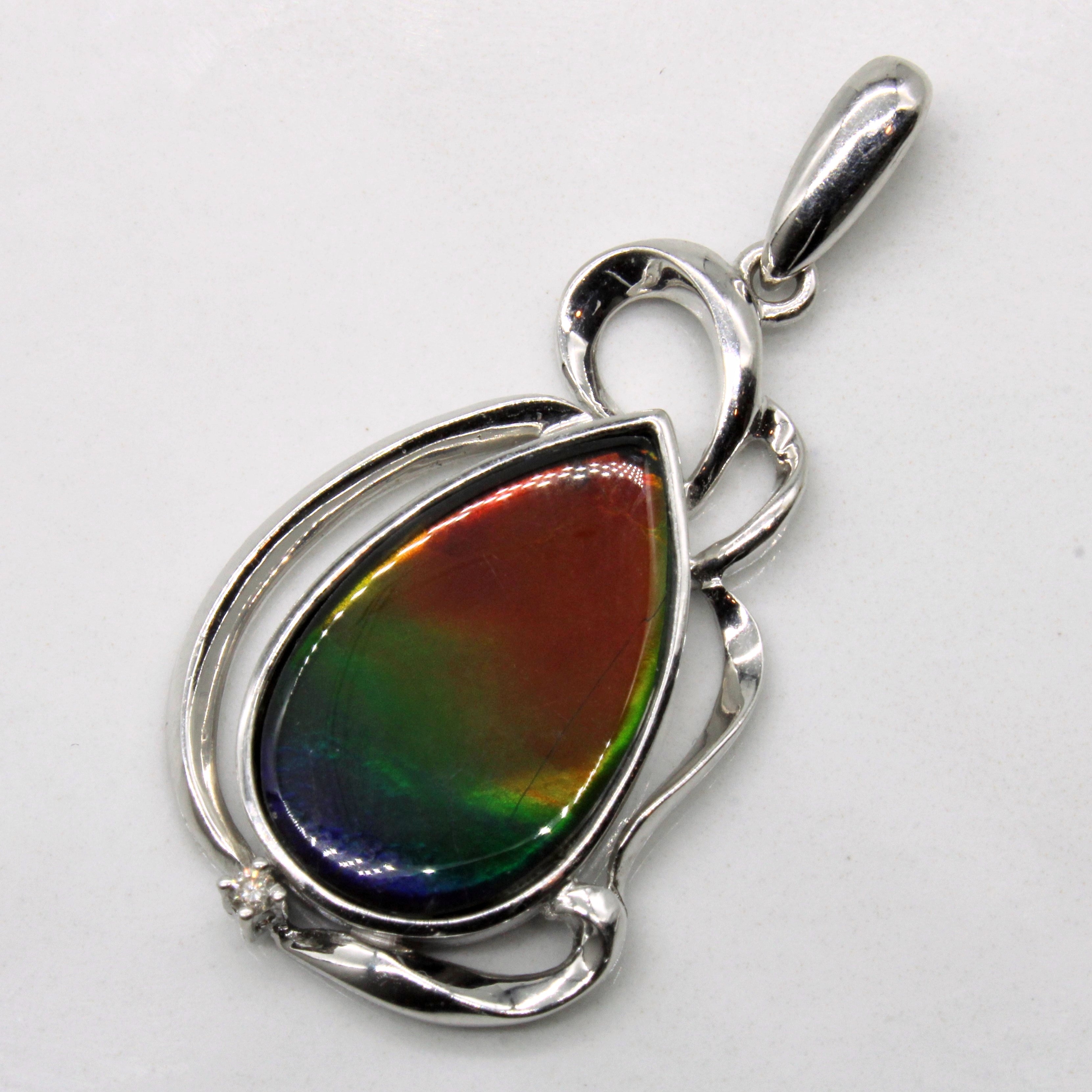 Ammolite & Diamond Pendant | 3.70ct, 0.01ct |