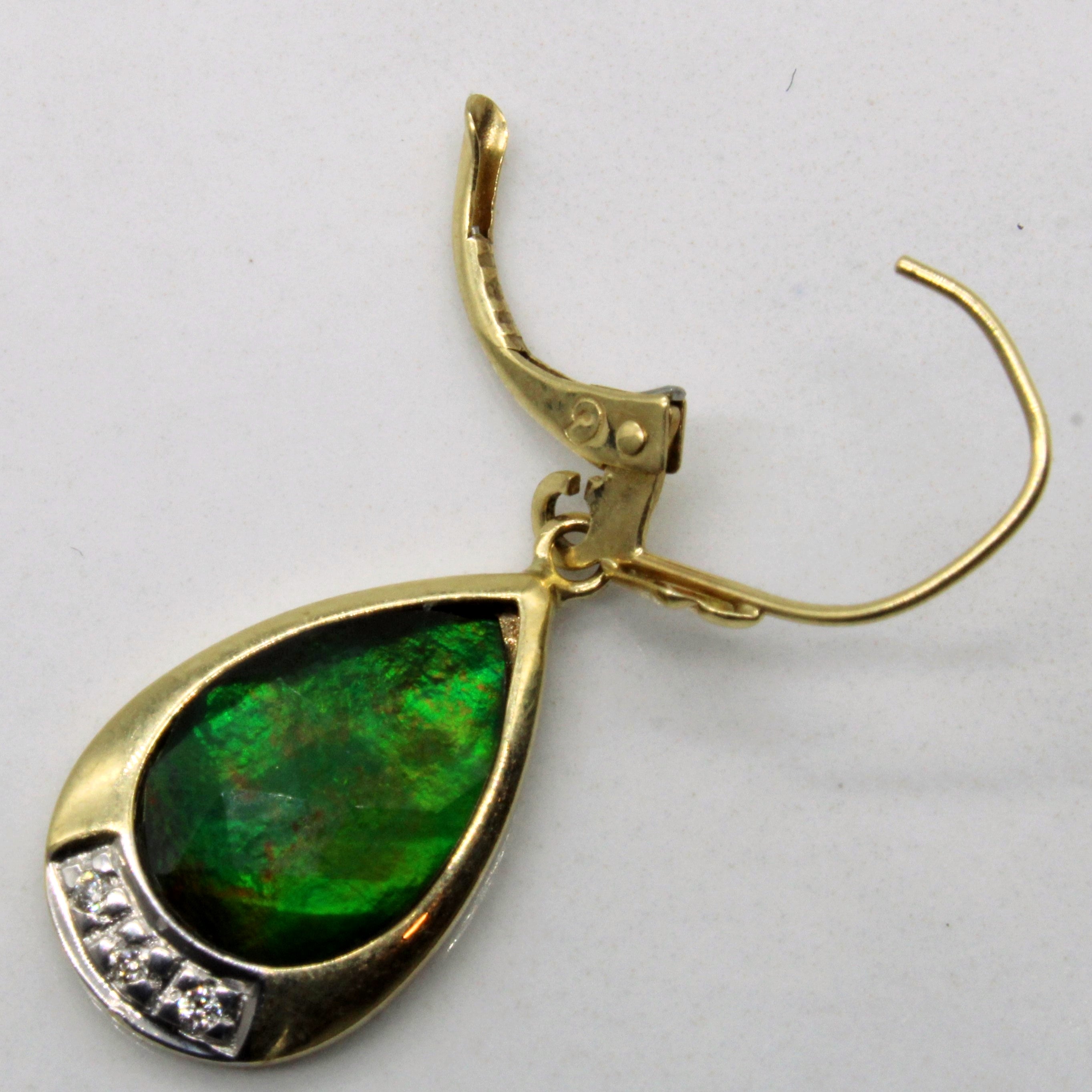 Ammolite & Diamond Drop Earrings | 2.44ctw, 0.02ctw |