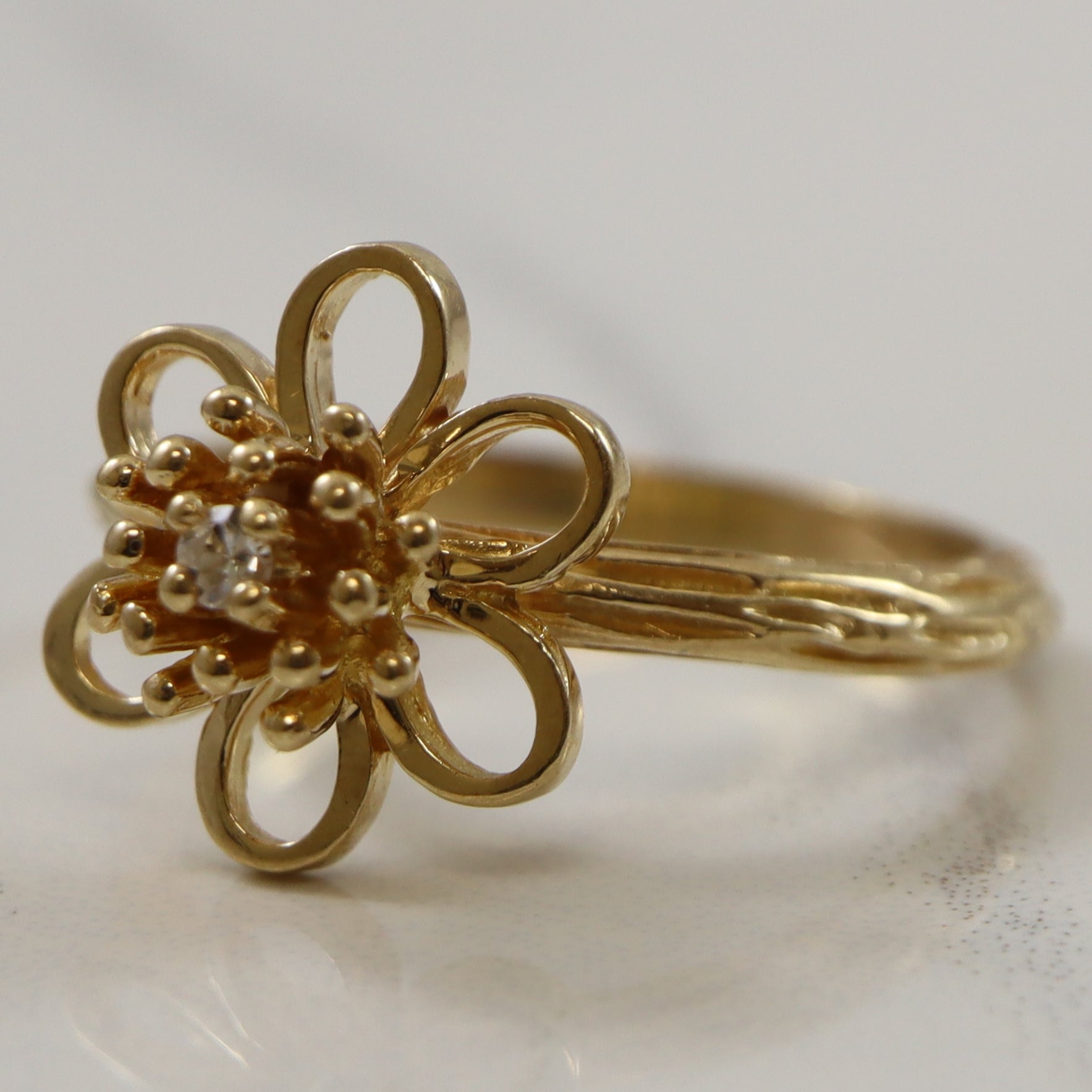 Diamond Flower Ring | 0.02ct | SZ 5.5 |