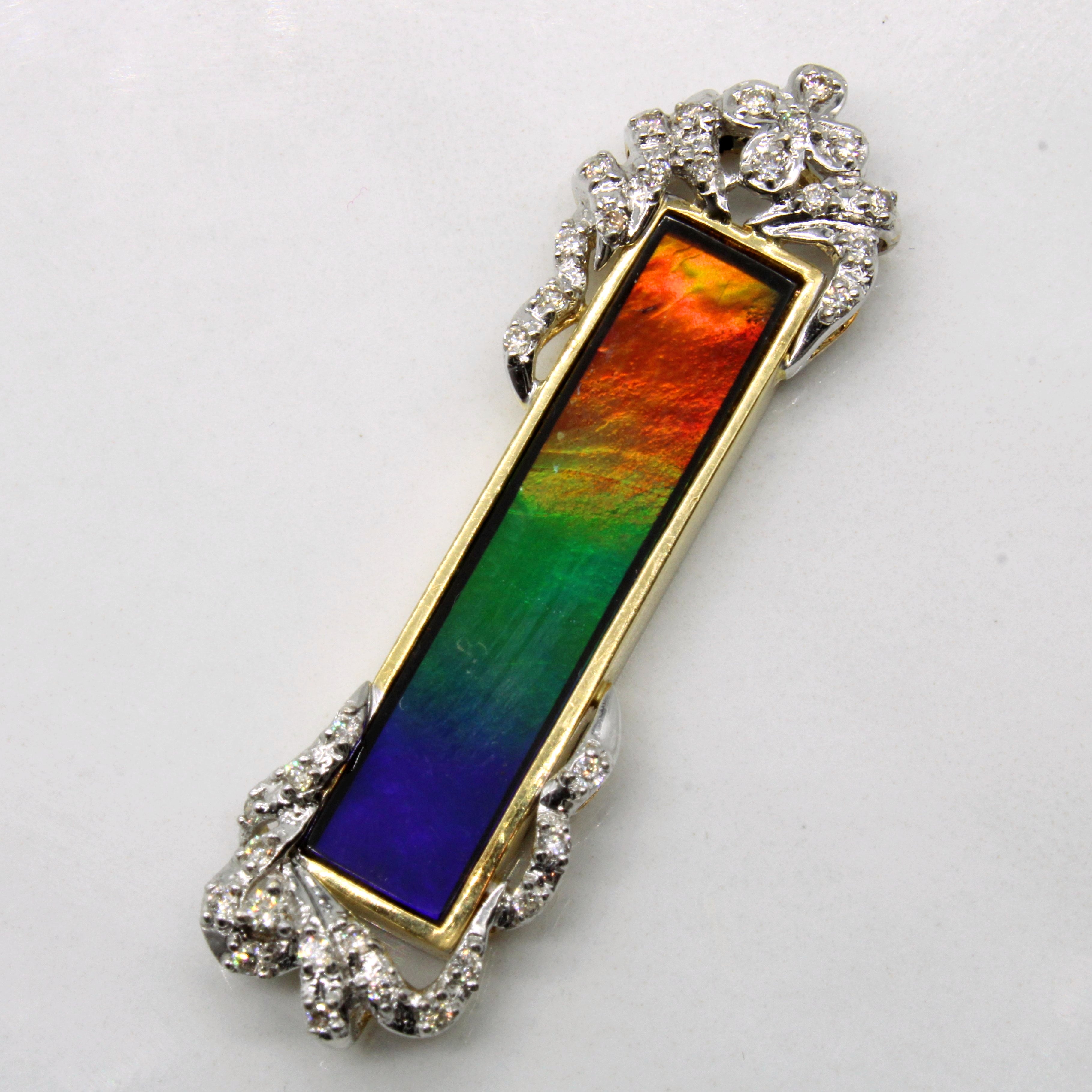 Ammolite & Diamond Column Pendant | 2.80ct, 0.12ctw |