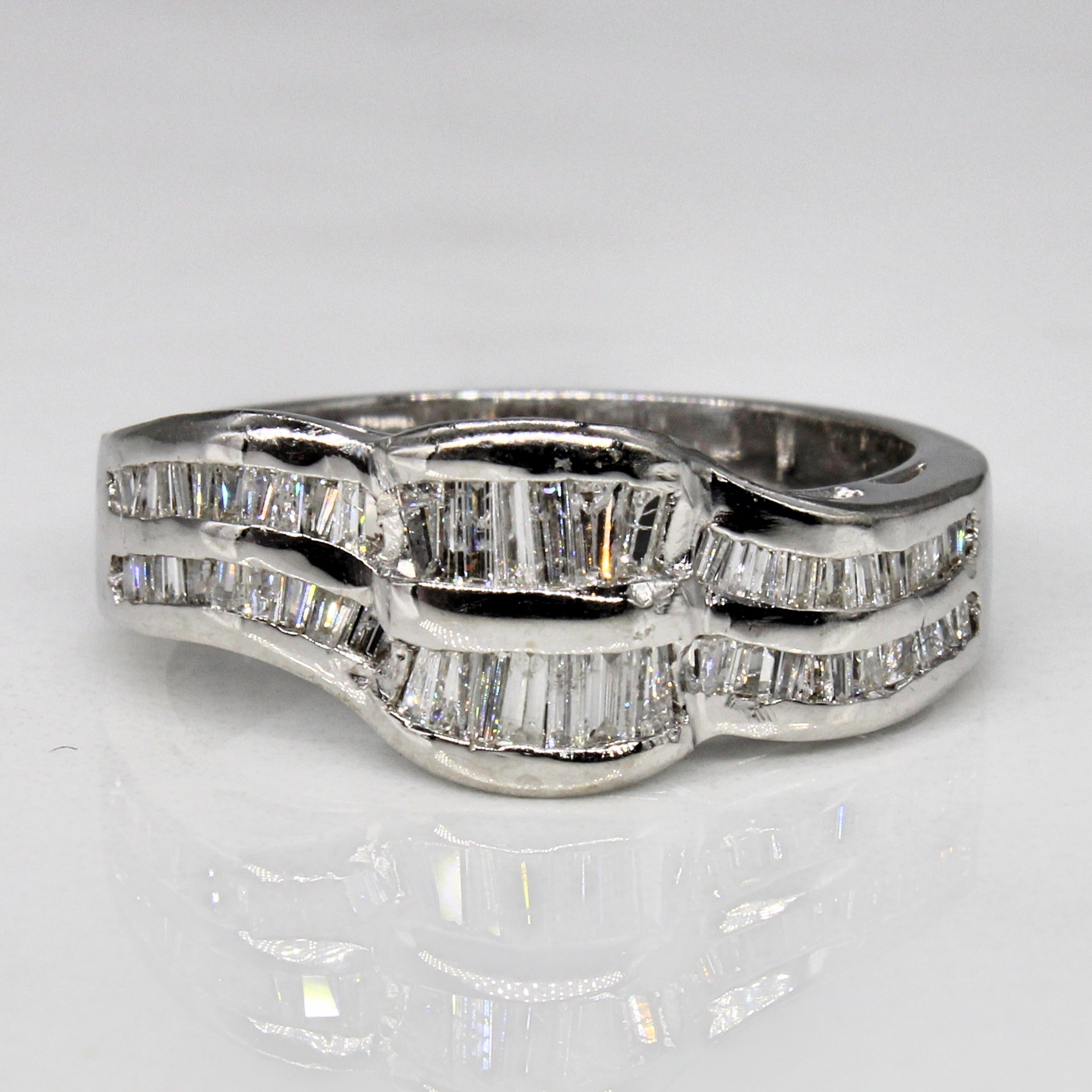 Baguette Diamond Bypass Ring | 0.89ctw | SZ 6.5 |
