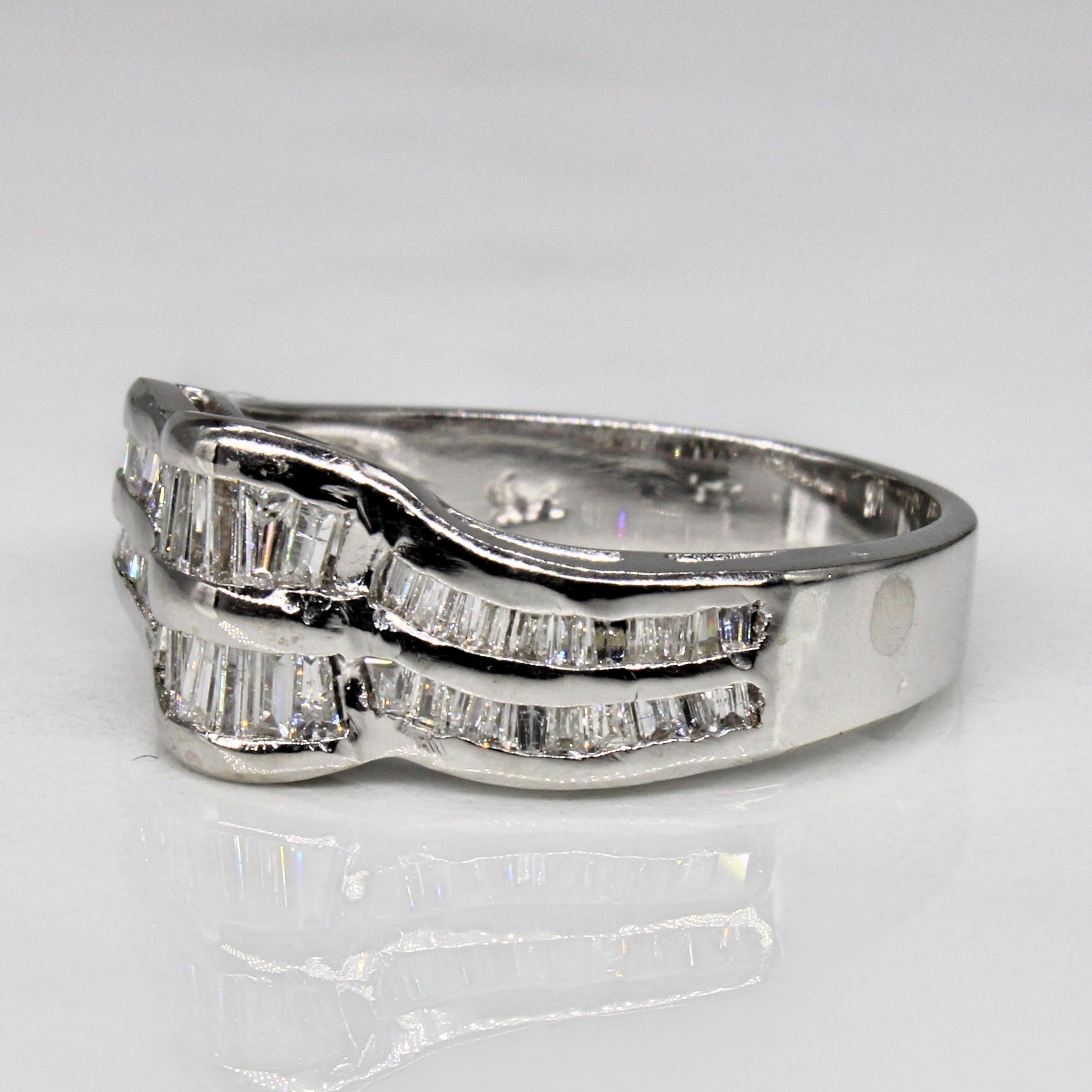 Baguette Diamond Bypass Ring | 0.89ctw | SZ 6.5 |