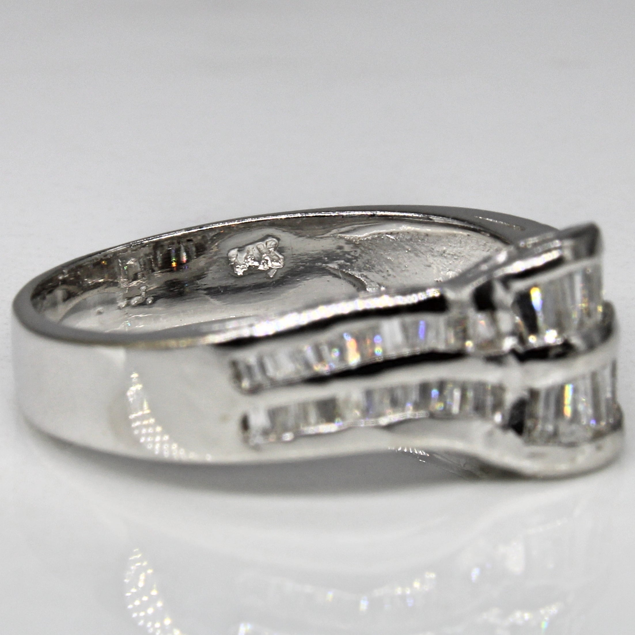 Baguette Diamond Bypass Ring | 0.89ctw | SZ 6.5 |