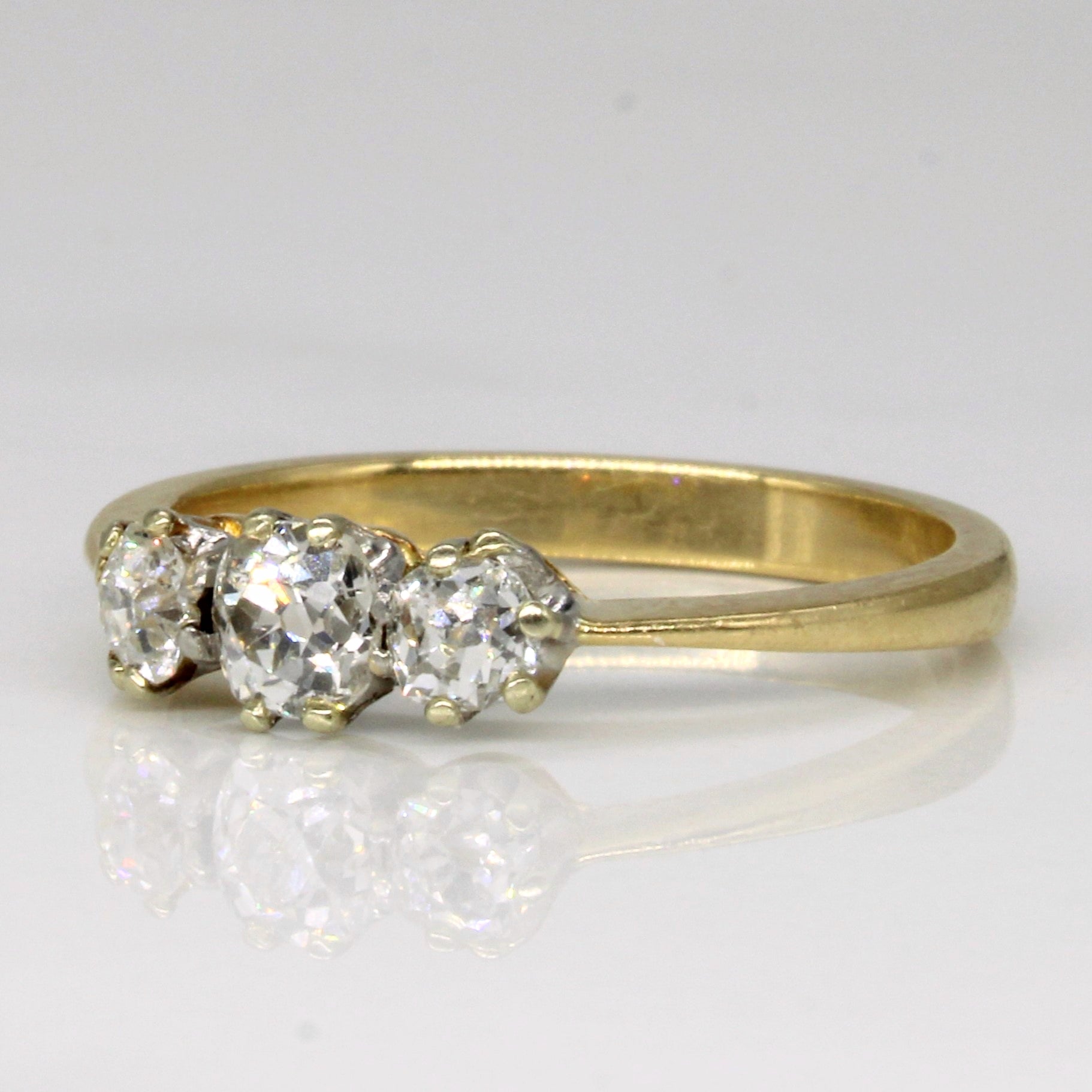 Old Mine Cut Diamond Three Stone Ring | 0.70ctw | SZ 7.75 |