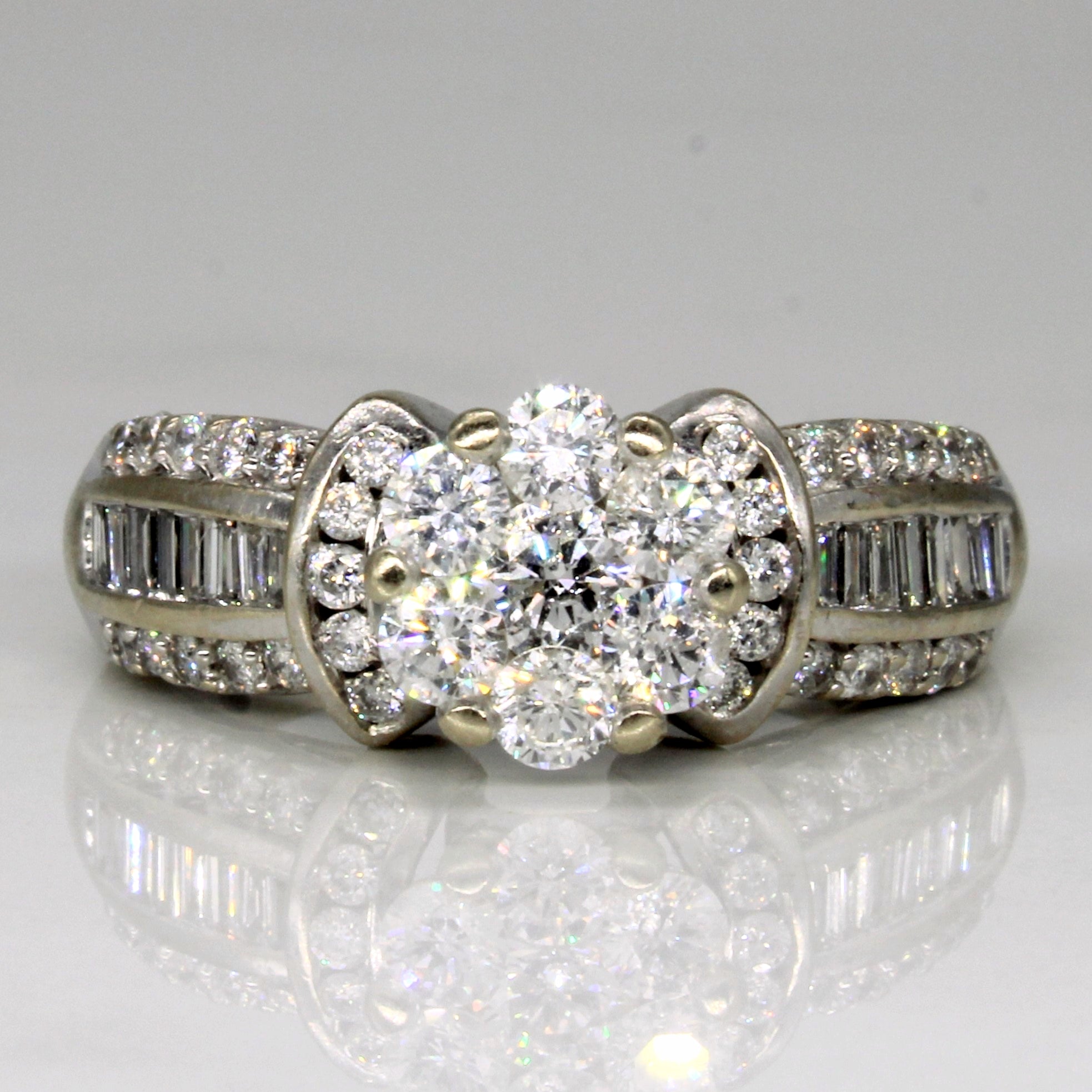 Diamond High Set Engagement Ring 1.29ctw SZ 7.25 100 Ways