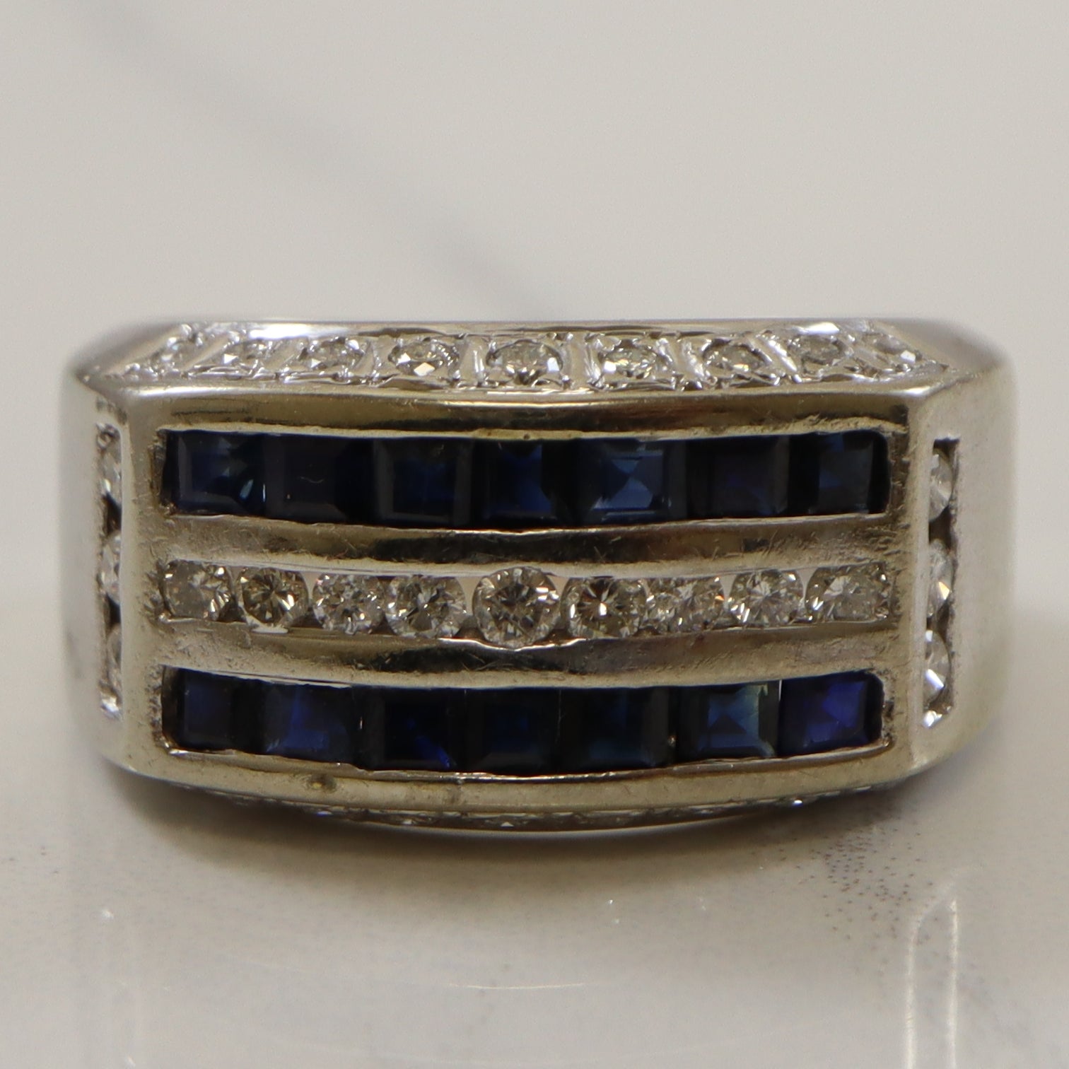 Sapphire & Diamond Band | 1.00ctw, 0.50ctw | SZ 7.75 |