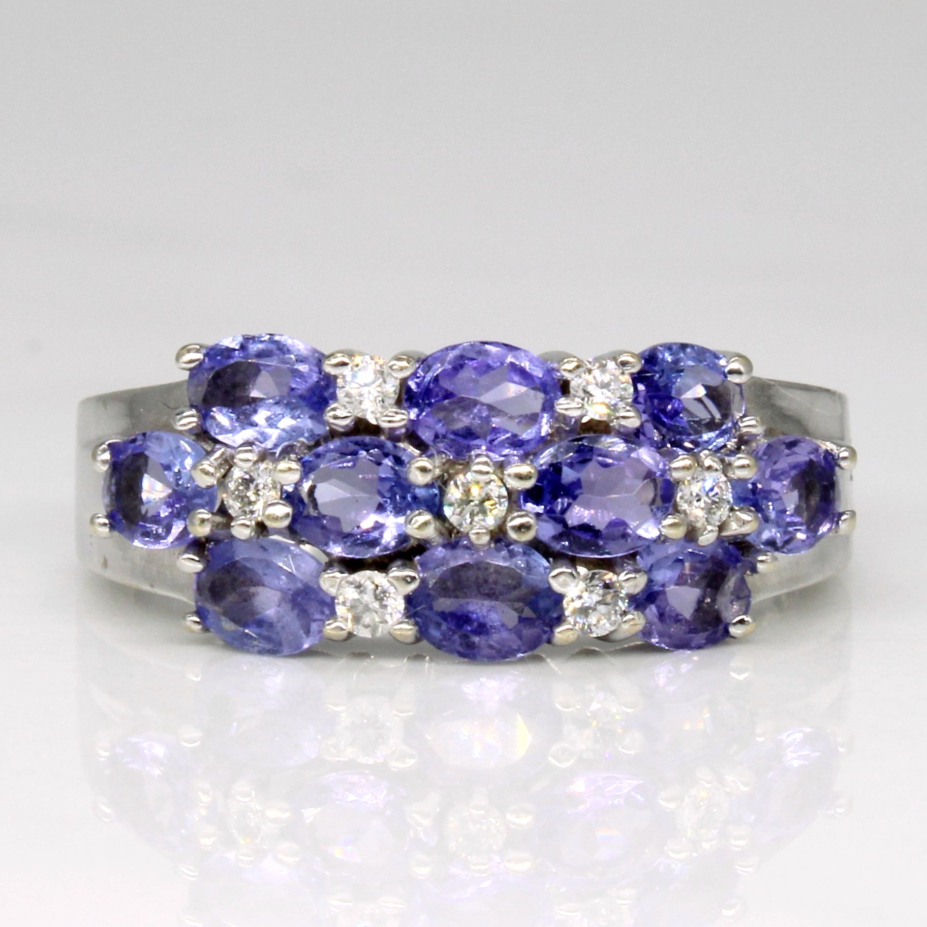 Three Row Tanzanite & Diamond Ring | 1.10ctw, 0.10ctw | SZ 7 |