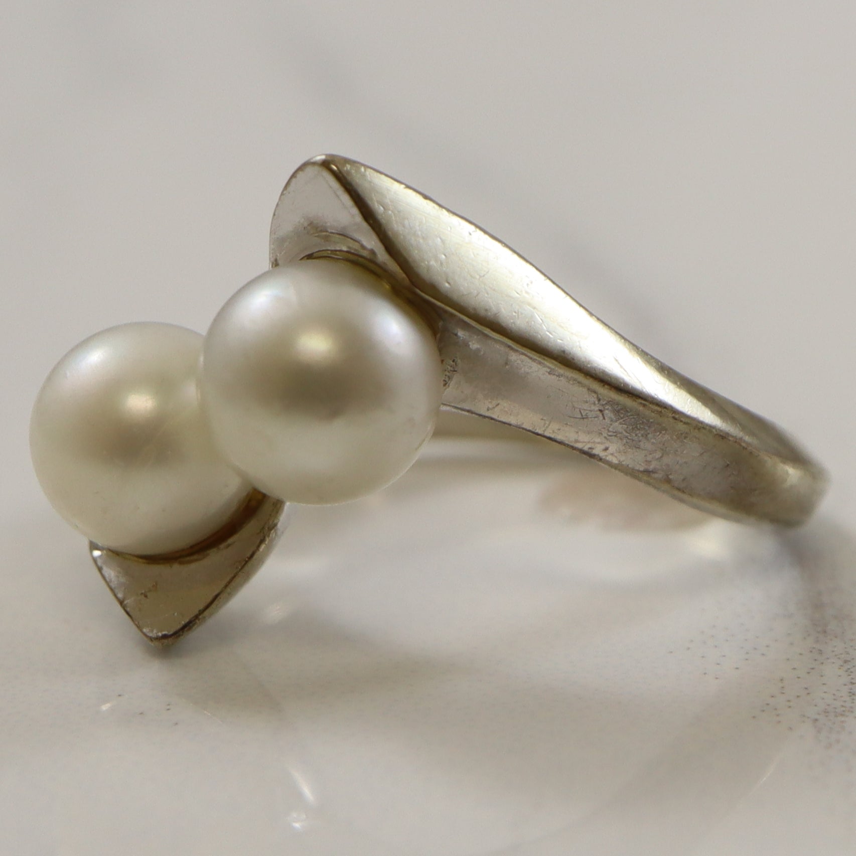 Double Pearl Bypass Ring | 3.90ct | SZ 6 |
