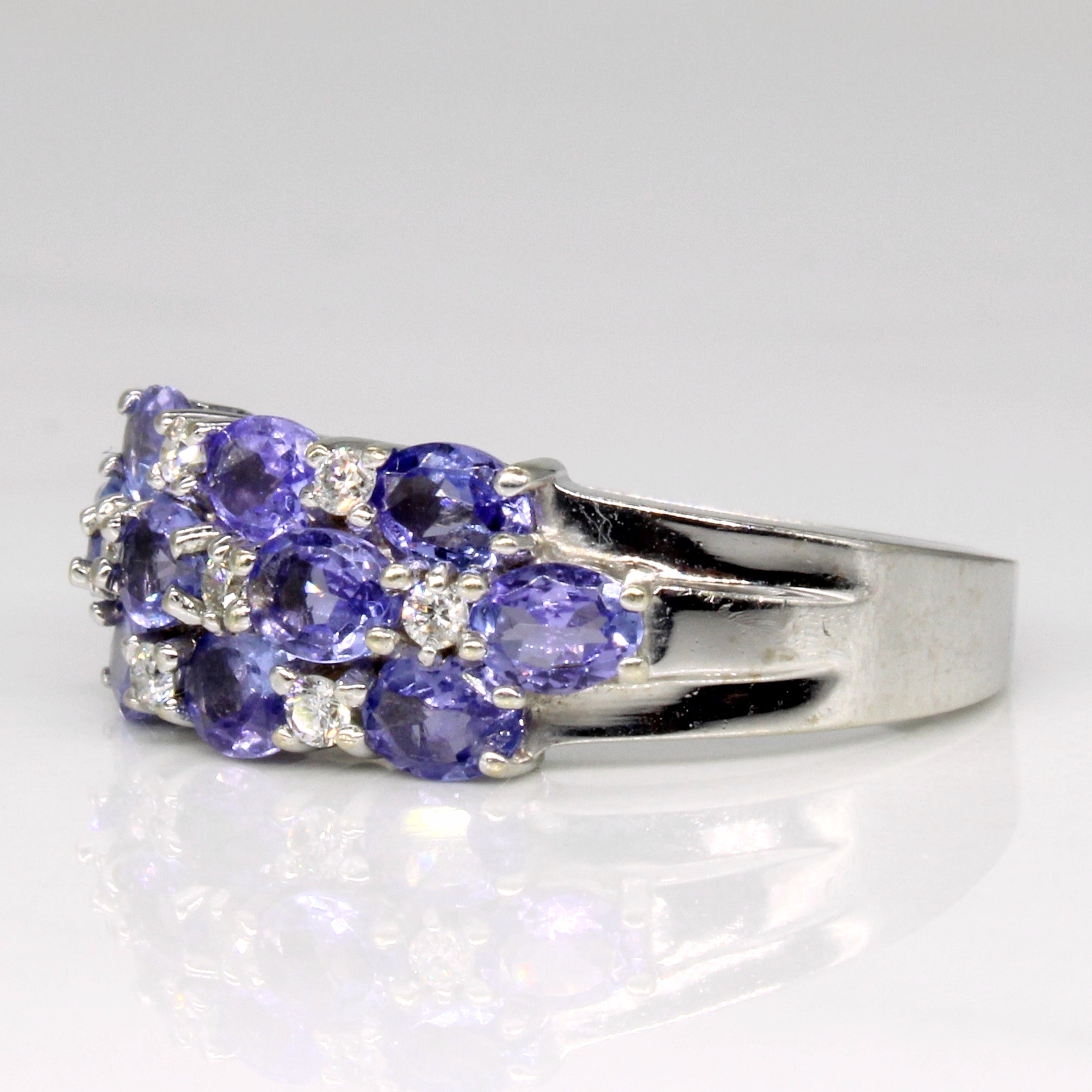 Three Row Tanzanite & Diamond Ring | 1.10ctw, 0.10ctw | SZ 7 |