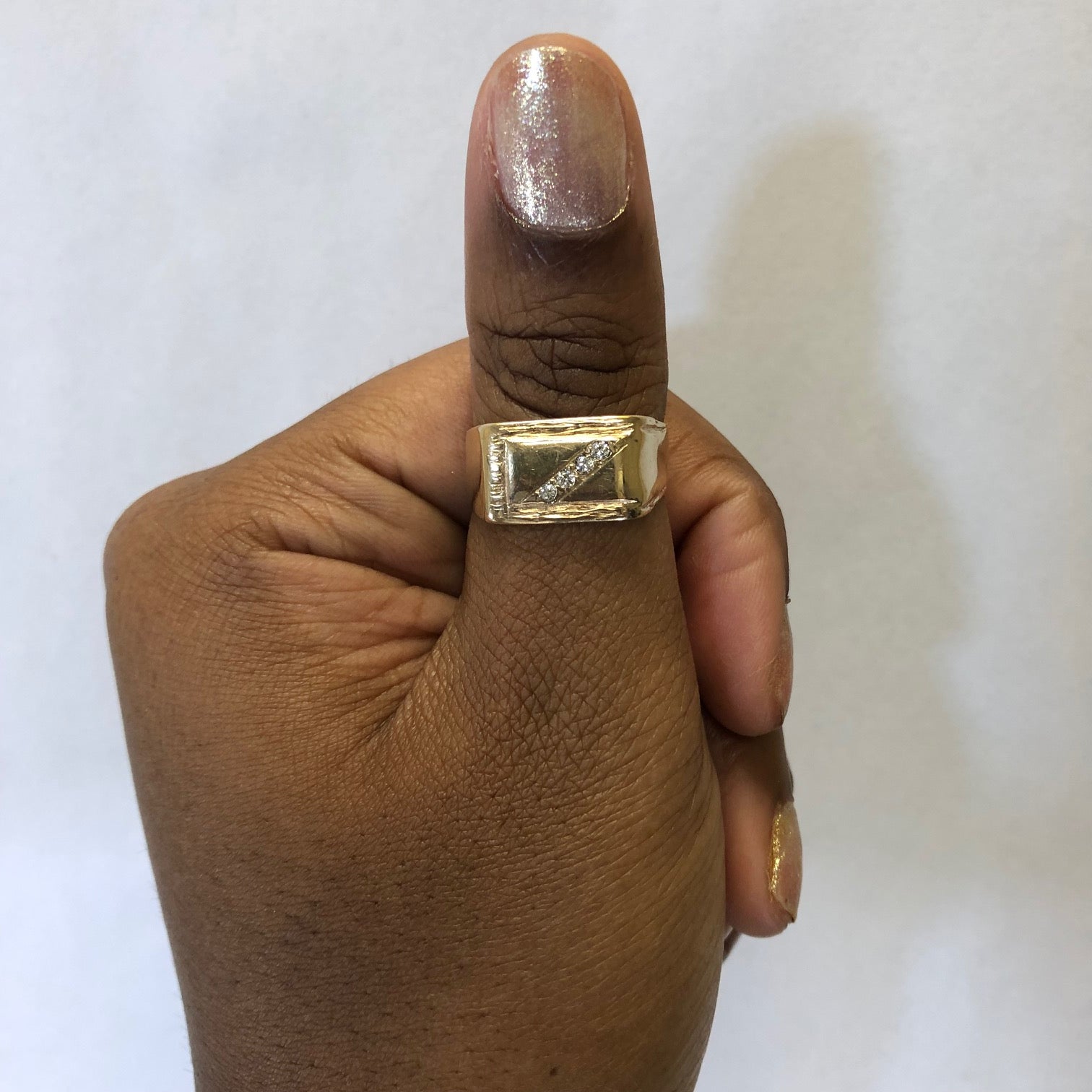 Diagonal Diamond Signet Ring | 0.08ctw | SZ 11 |